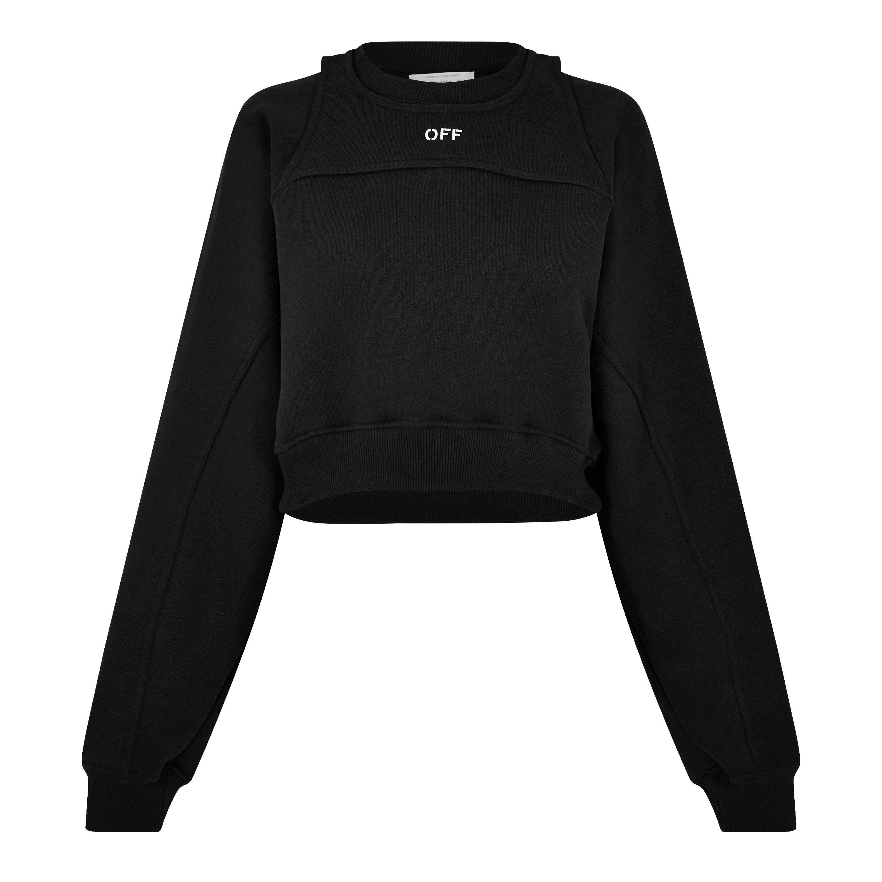 Black 1001 - Off White - Women's Stamp Cropped Crew Sweater with Built-in Harness - 5