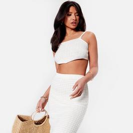 Selected Femme Minna Top Womens ISAWITFIRST Pointed Hem Knitted Crop Top Co-Ord