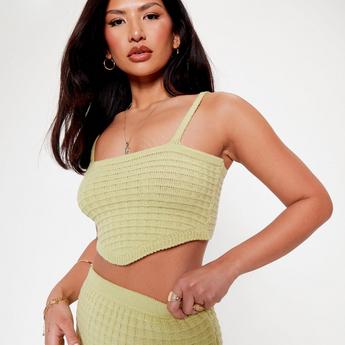I Saw It First ISAWITFIRST Pointed Hem Knitted Crop Top Co-Ord
