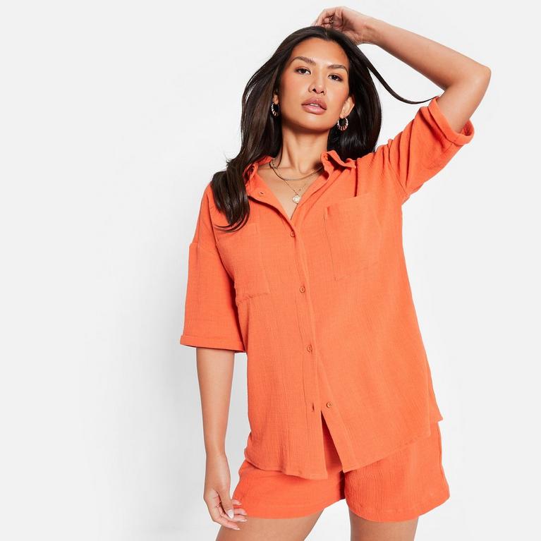 ORANGE - I Saw It First - ISAWITFIRST Textured Oversized Shirt Co-Ord - 2