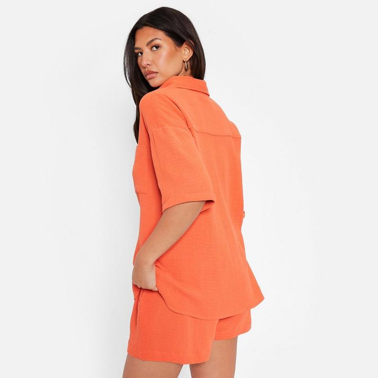ORANGE - I Saw It First - ISAWITFIRST Textured Oversized Shirt Co-Ord - 5