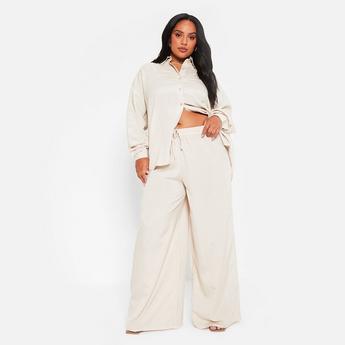 Short dress boasts a self-tie bow detail at mock neckline ISAWITFIRST Linen Wide Leg Trousers Co-Ord