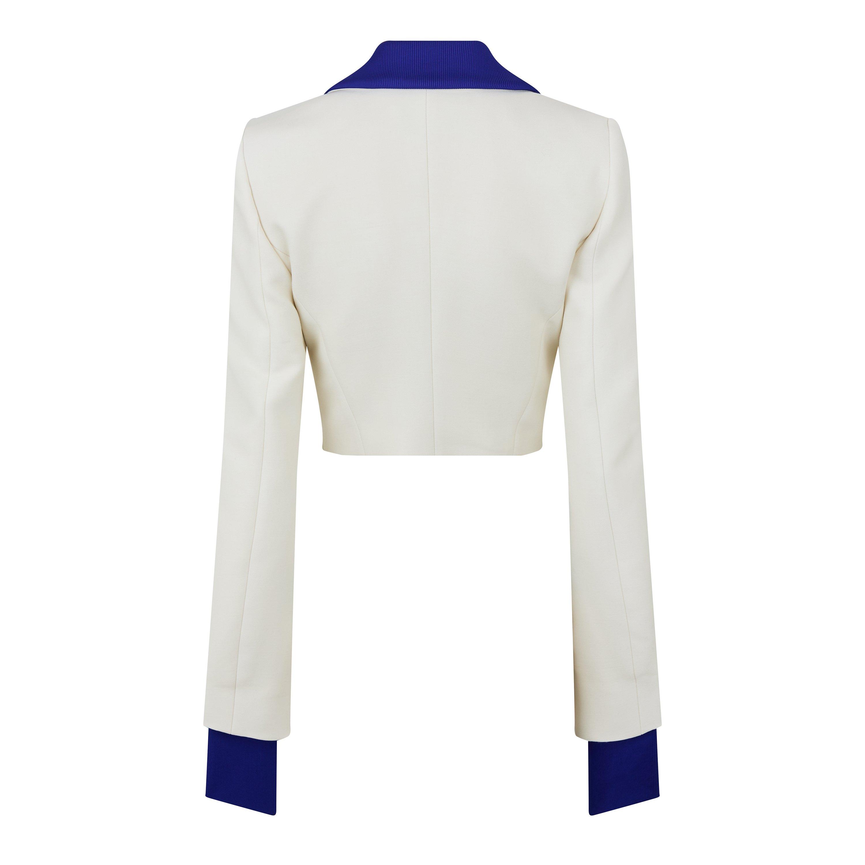 Wit Blauw - Off White - Women's  Cropped Jacket, Cropped Design - 2