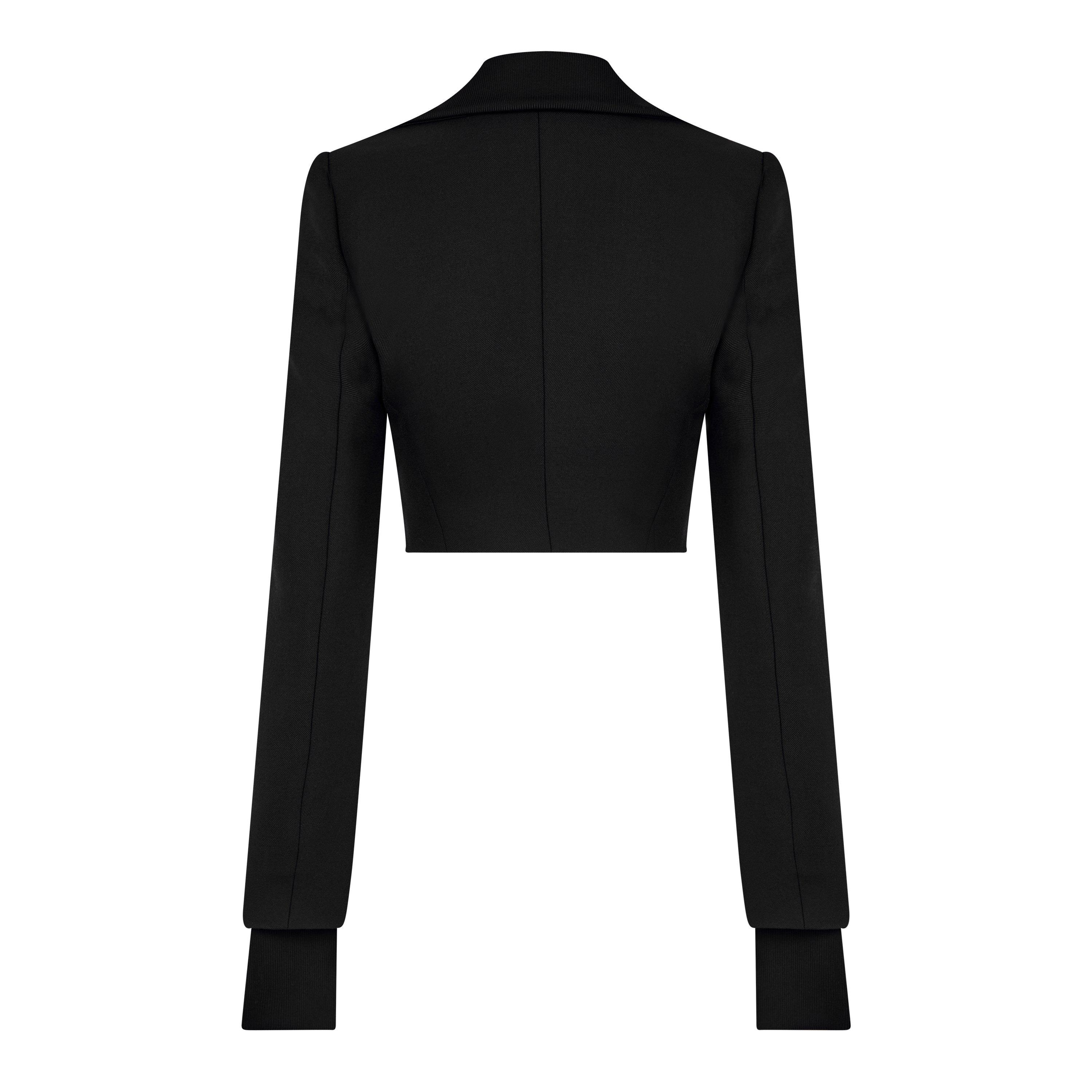 Black - Off White - Women's - Cropped Bomber Jacket - 2