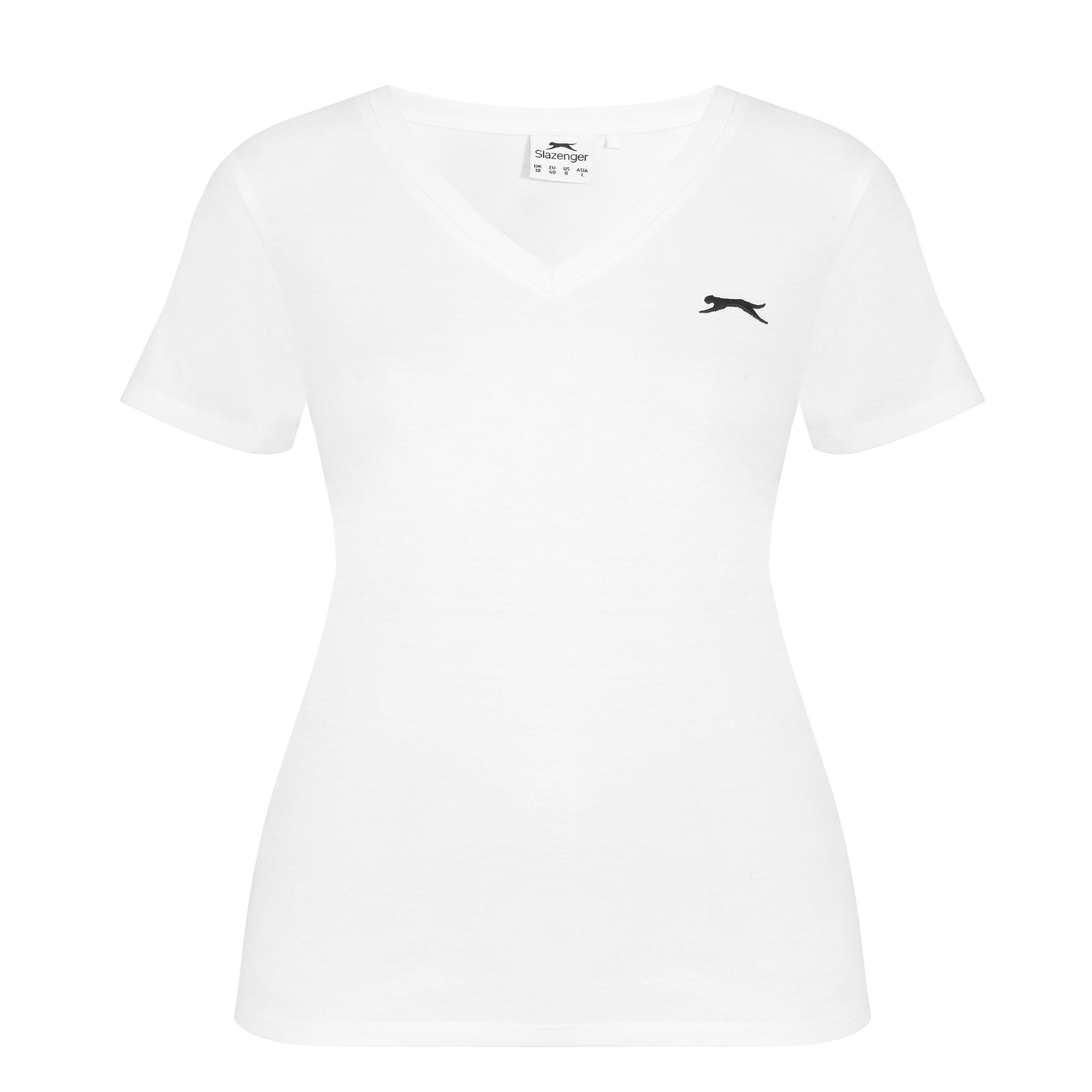 Slazenger Women's V Neck Tee Shirt - White - 16 (44)