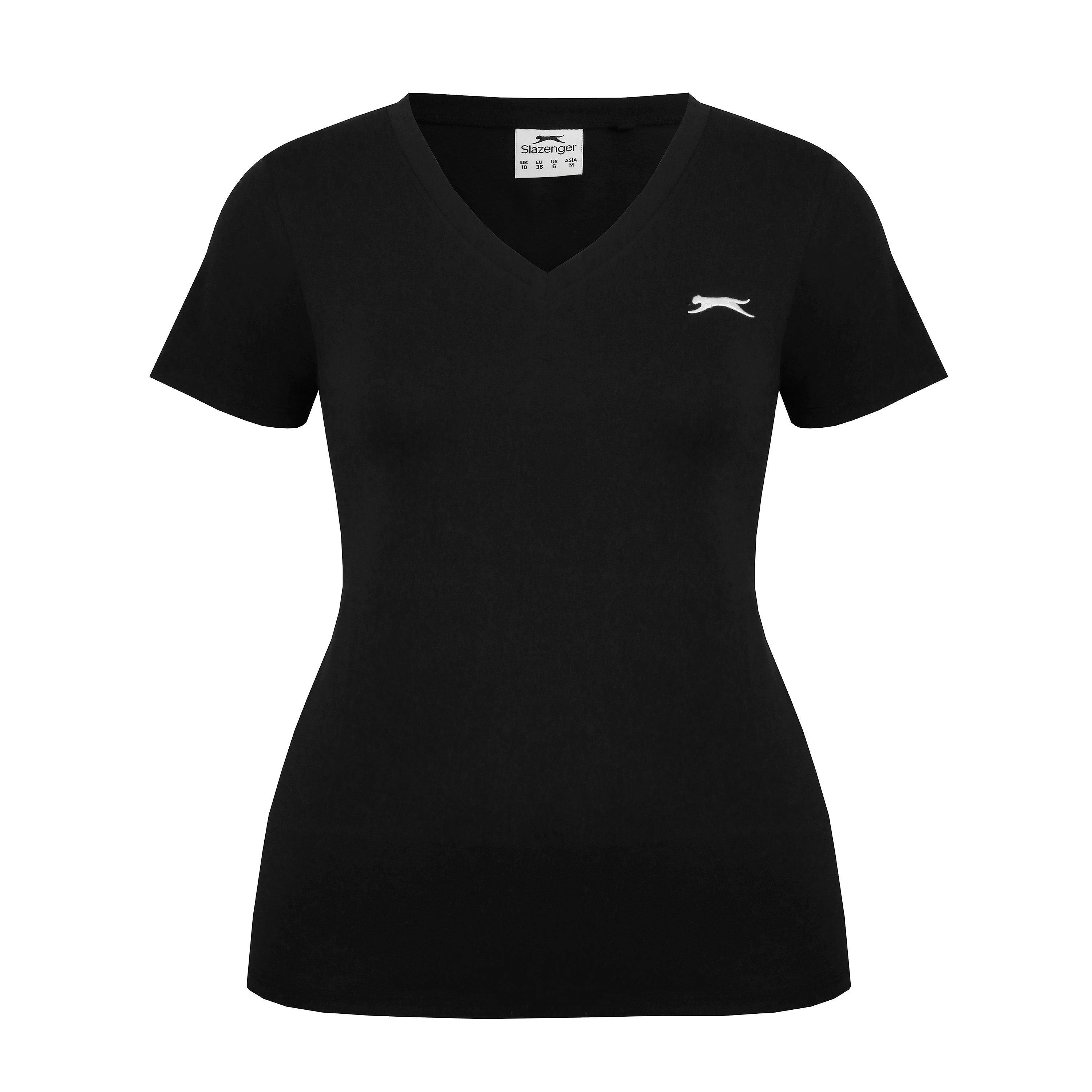 Slazenger Women's V Neck Tee Shirt - Black - 16 (44)