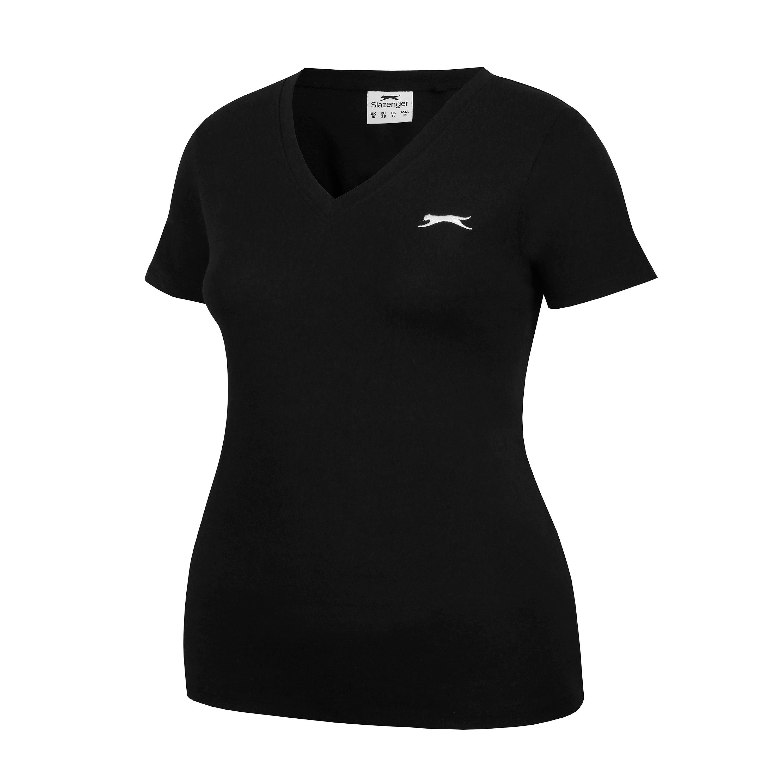 Black - Slazenger - Ladies V Neck Tee Shirt - 6