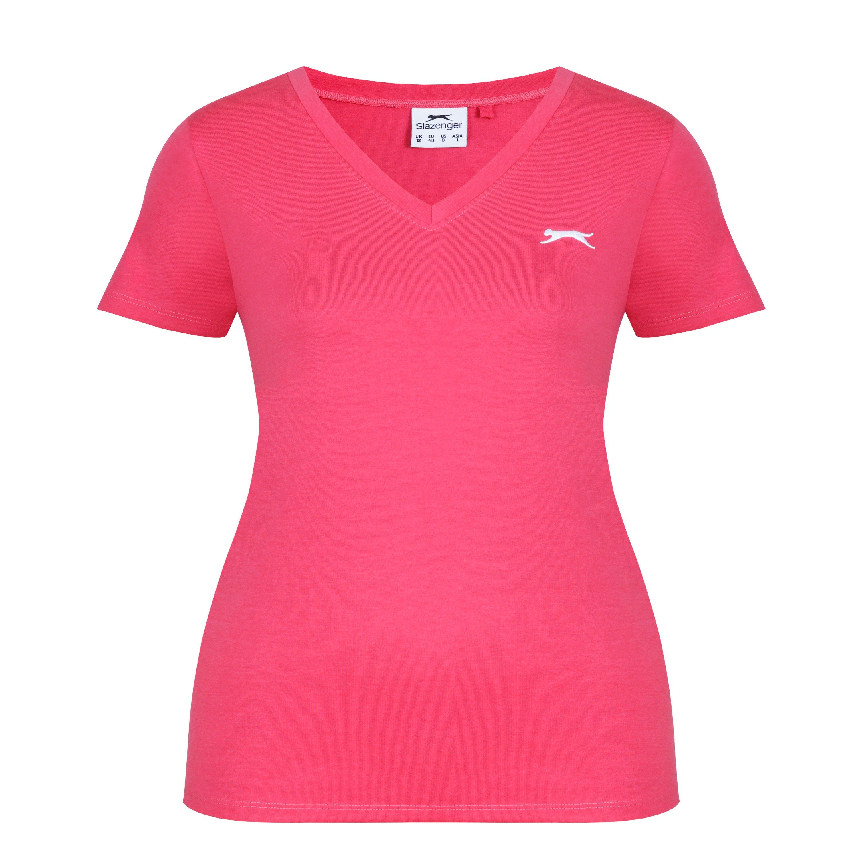 Slazenger Women's V Neck Tee Shirt - Brt Pink - 16 (44)