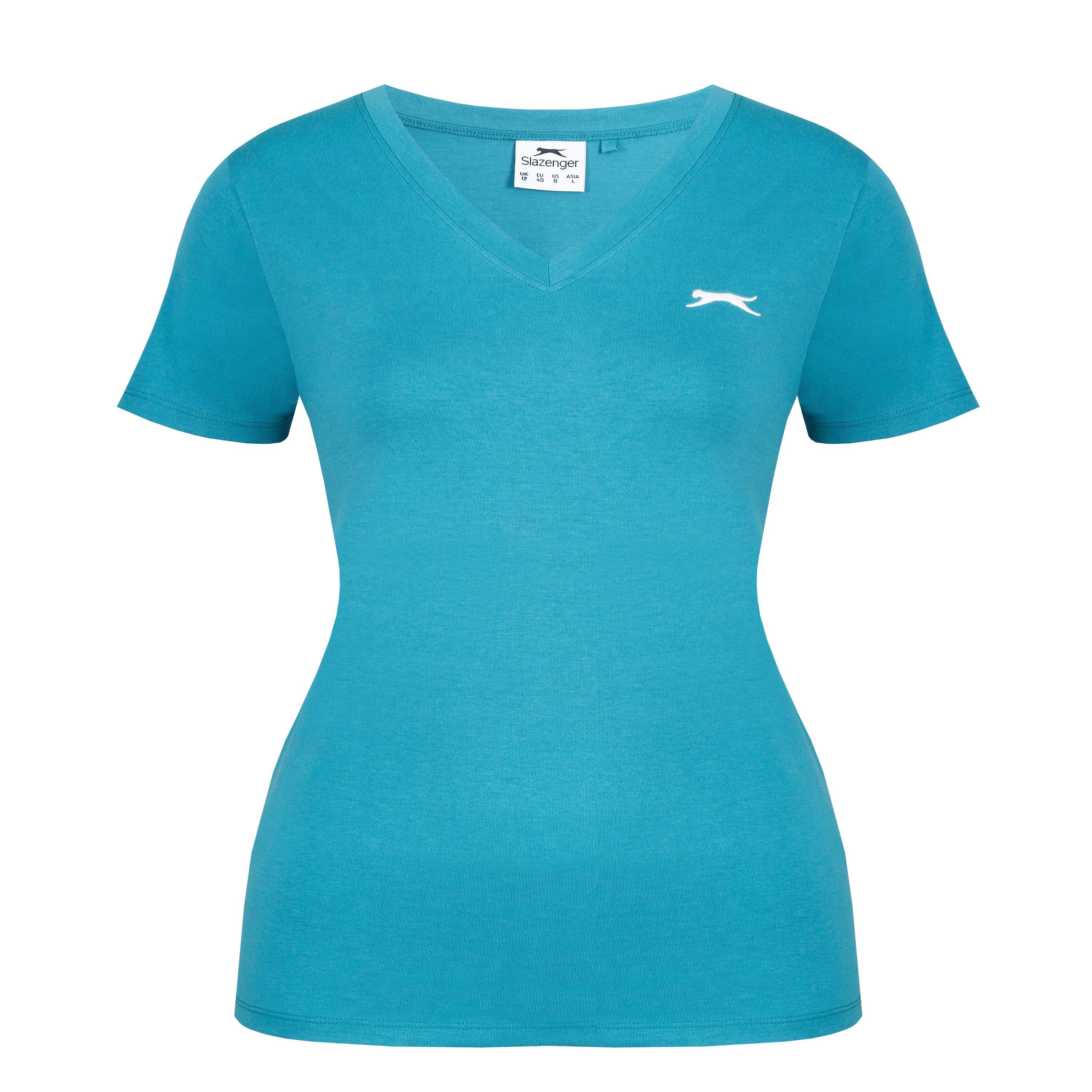 Slazenger Women's V Neck Tee Shirt - Teal - 16 (44)
