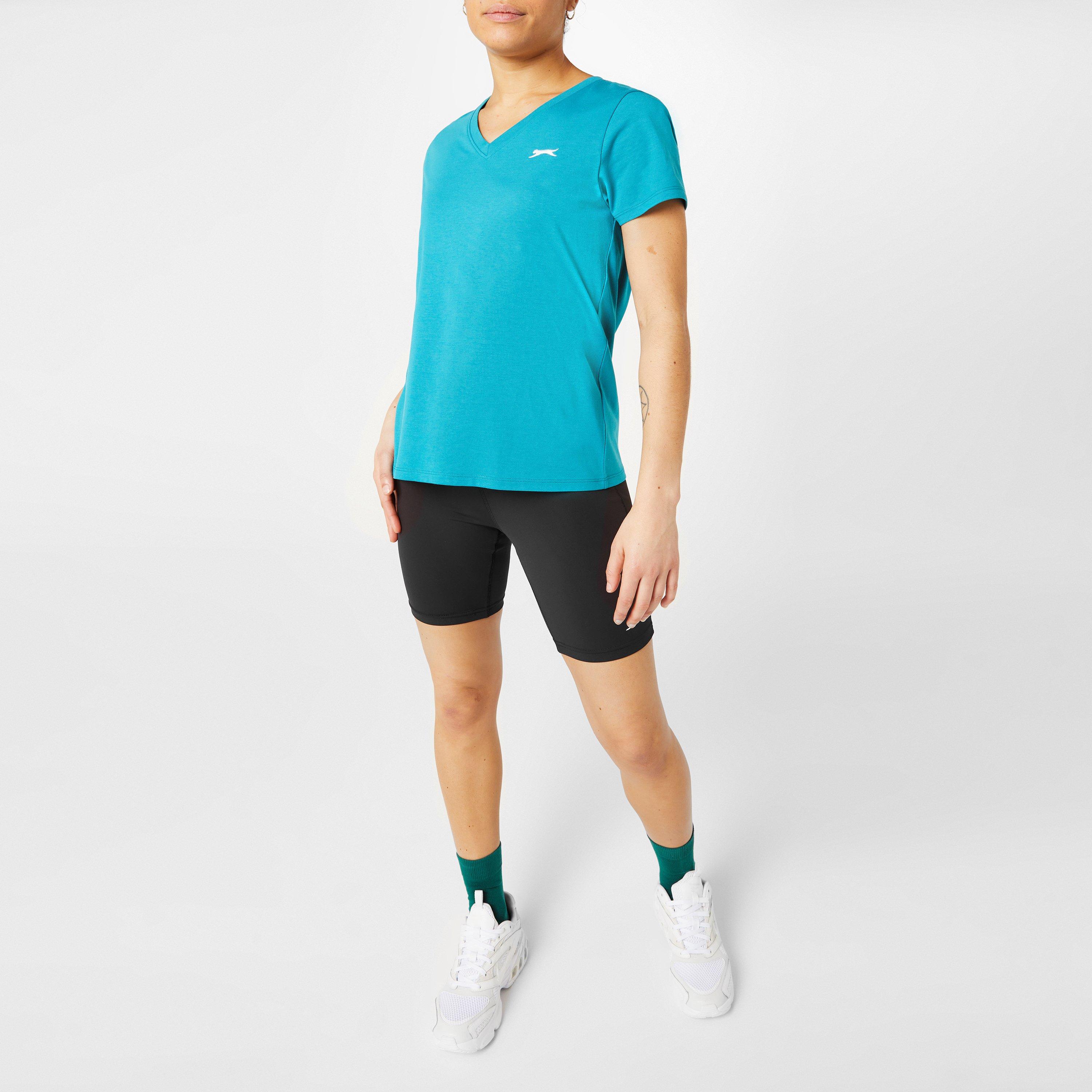 Blågrøn - Slazenger - Ladies V Neck Tee Shirt - 2