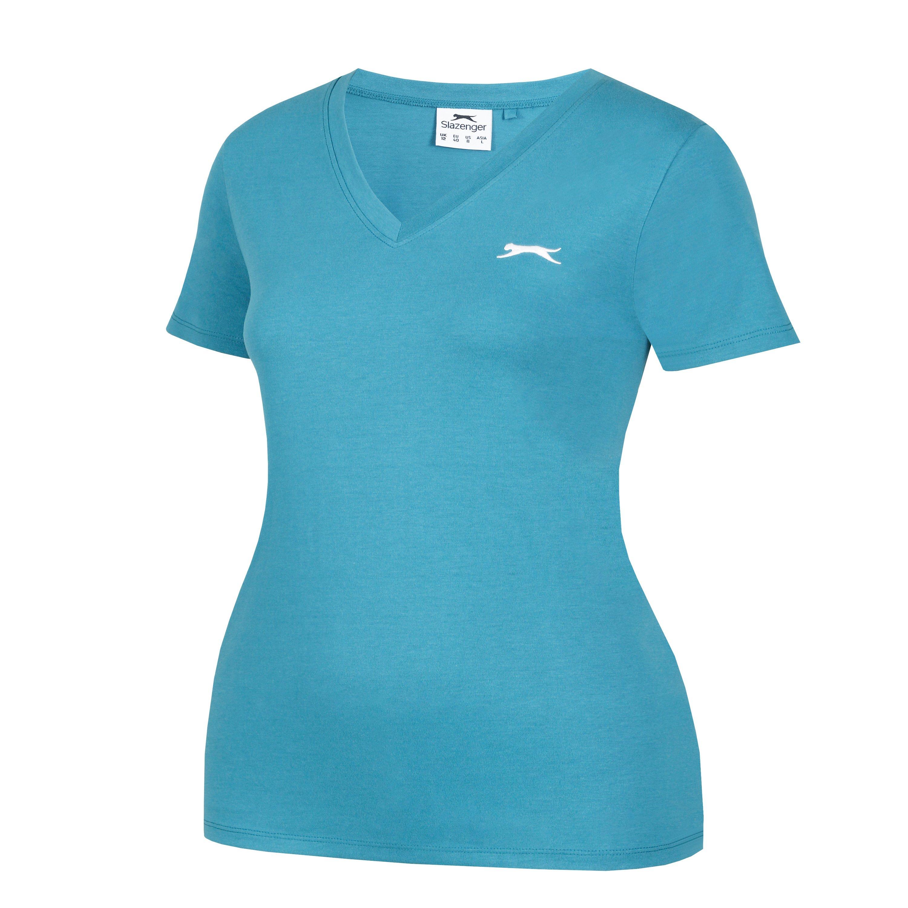 Blågrøn - Slazenger - Ladies V Neck Tee Shirt - 6