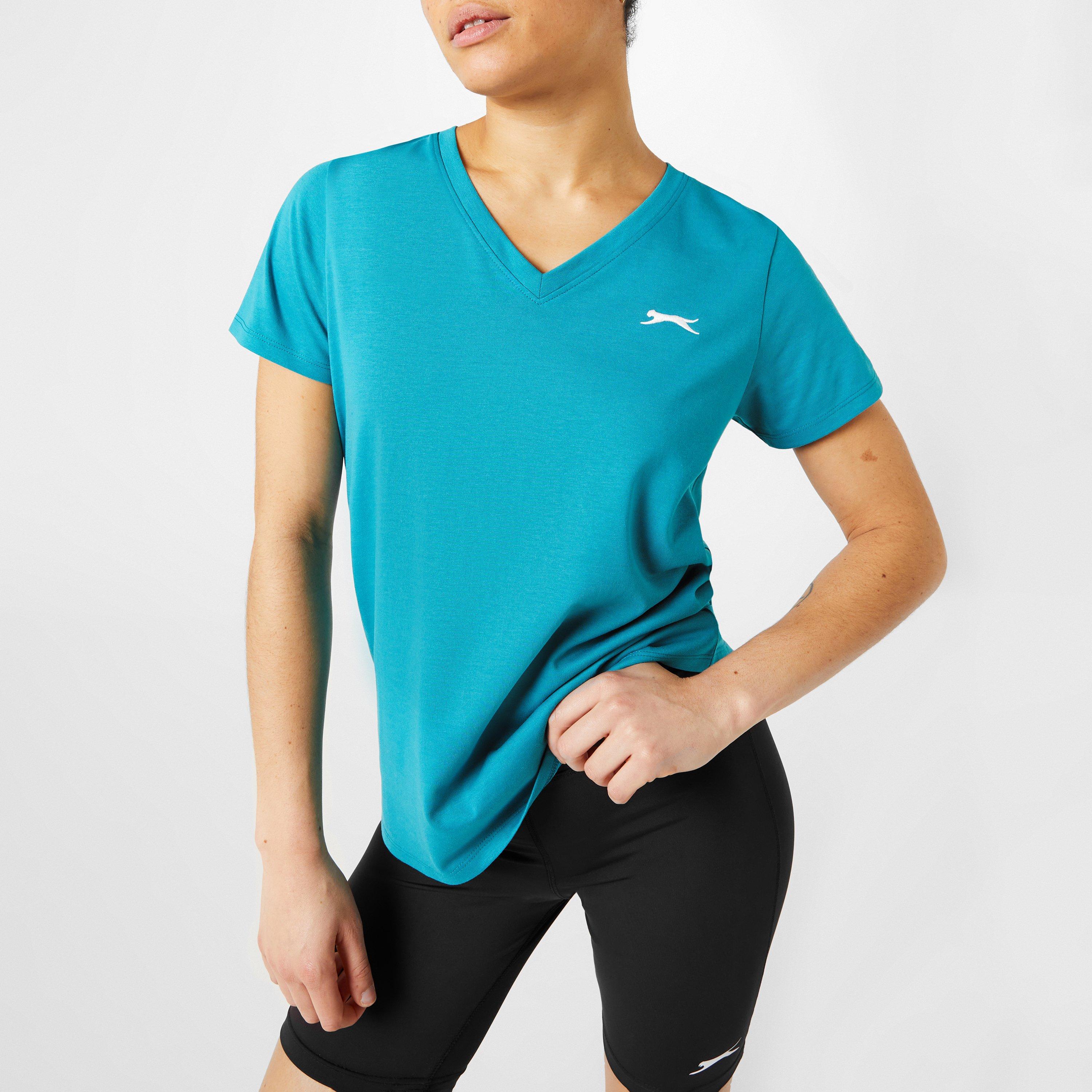Blågrøn - Slazenger - Ladies V Neck Tee Shirt - 4