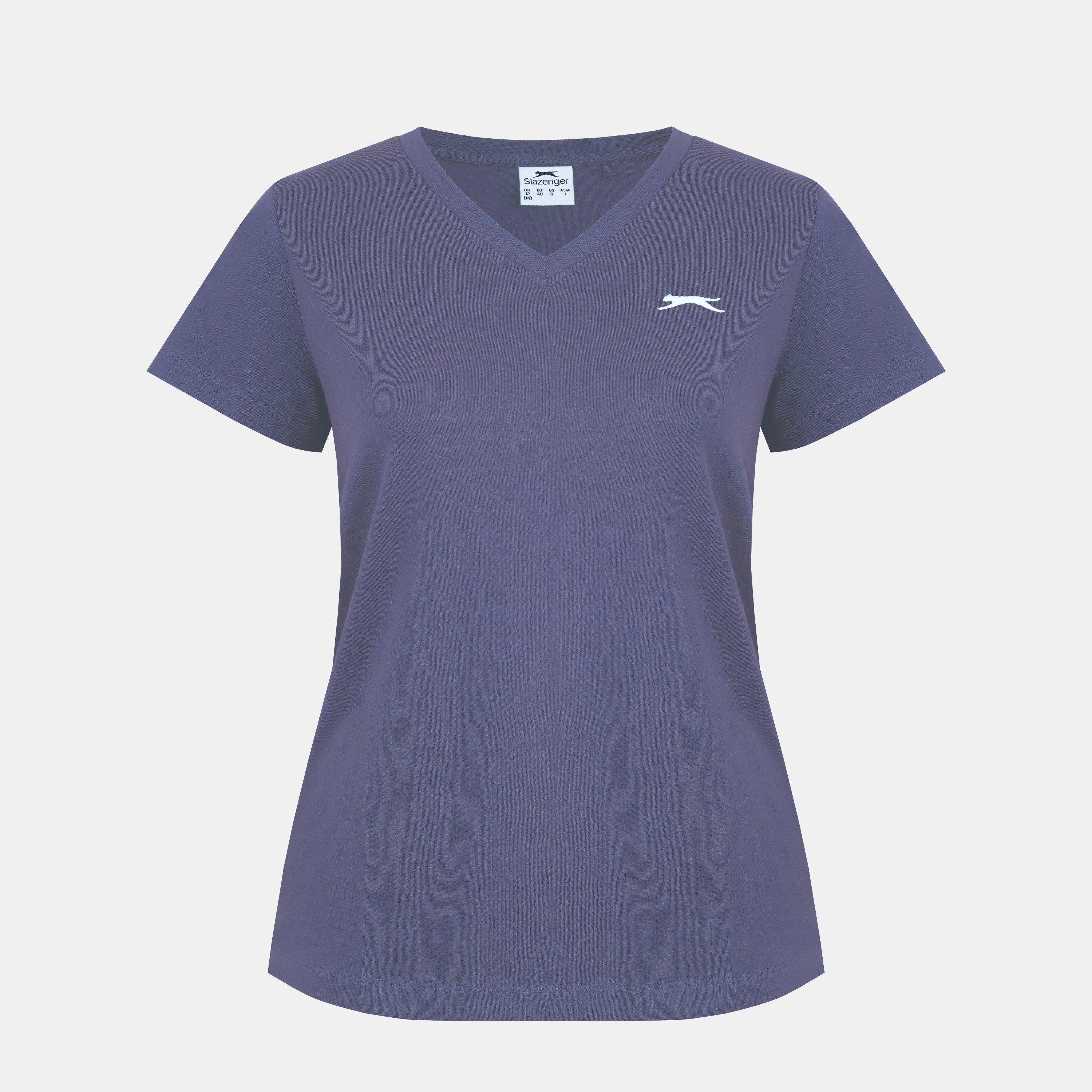Slazenger Women's V Neck Tee Shirt - Charcoal - 16 (44)