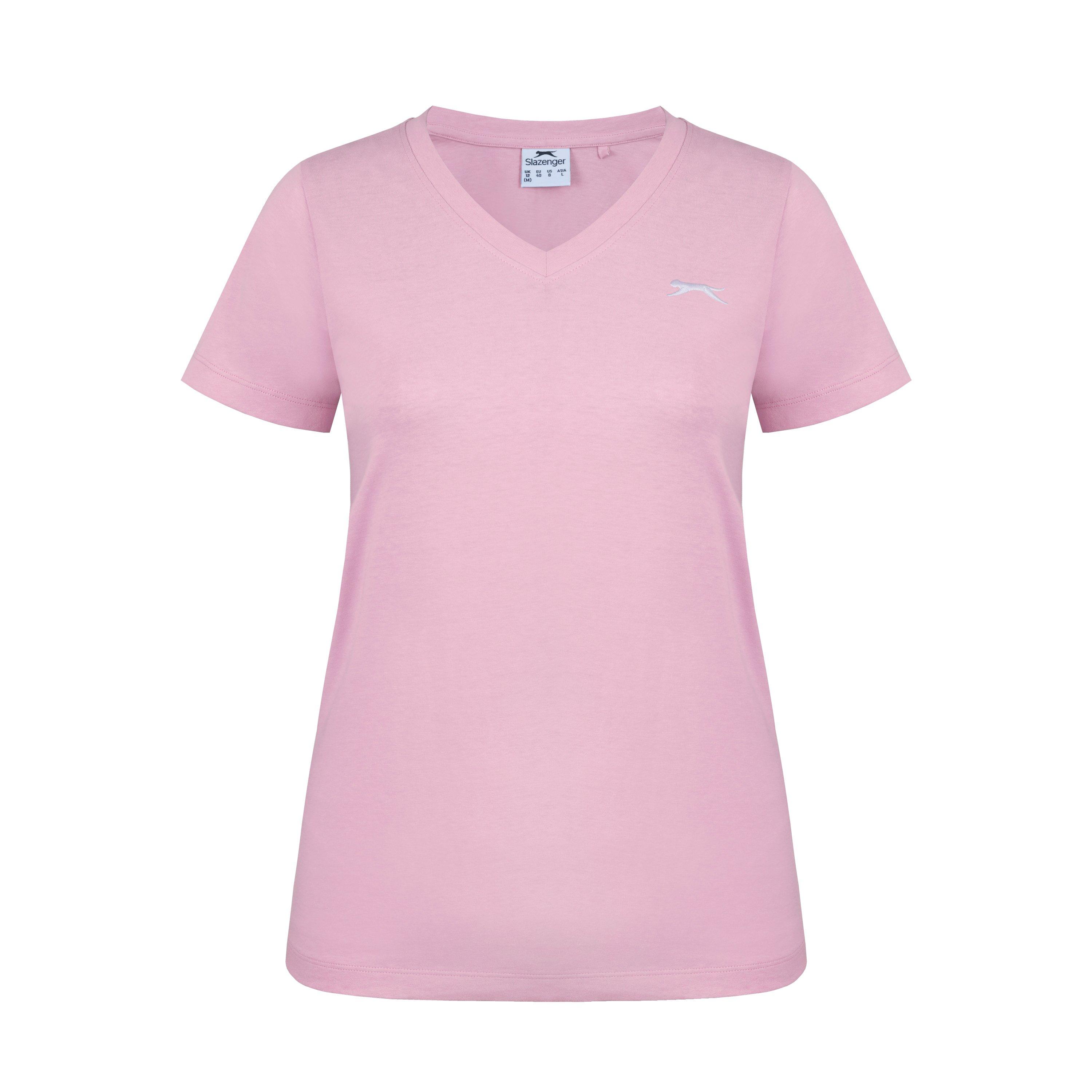 Slazenger Women's V Neck Tee Shirt - Baby Pink - 16 (44)