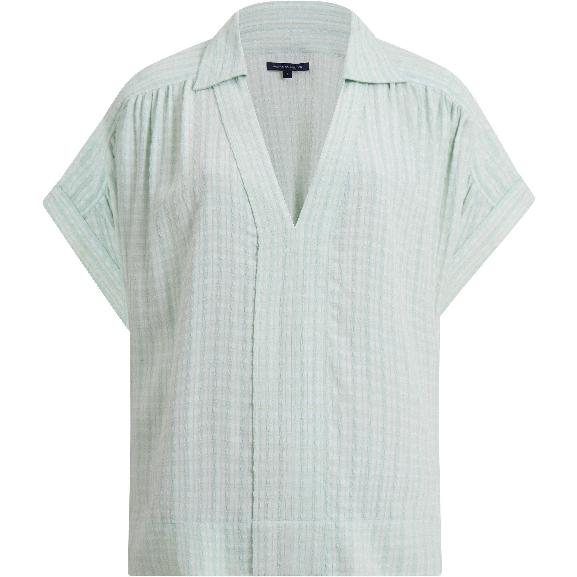 40-Aqua Foam - French Connection - Women's Birch Popover Short-Sleeve Plain Shirt - 1