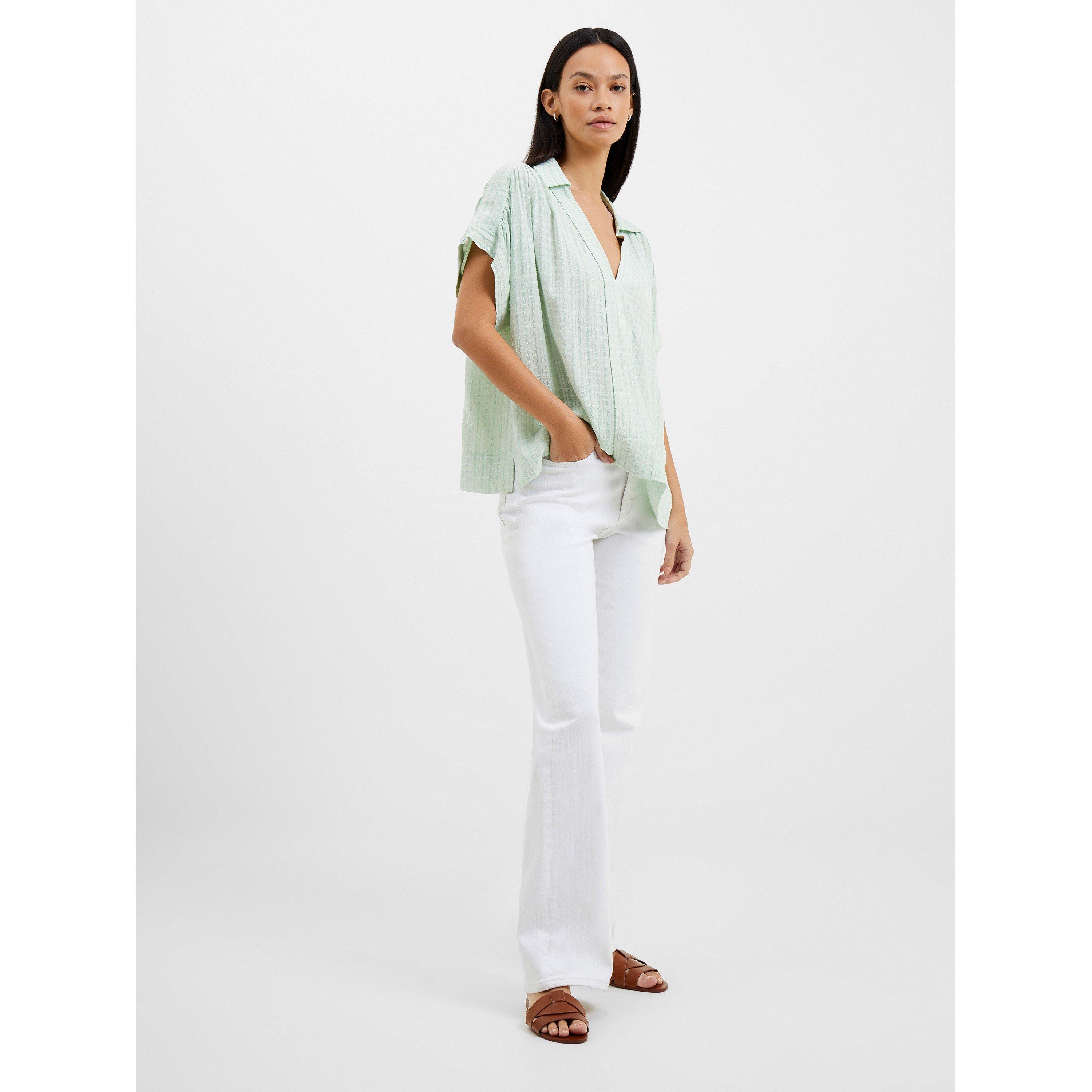 40-Aqua Foam - French Connection - Women's Birch Popover Short-Sleeve Plain Shirt - 2