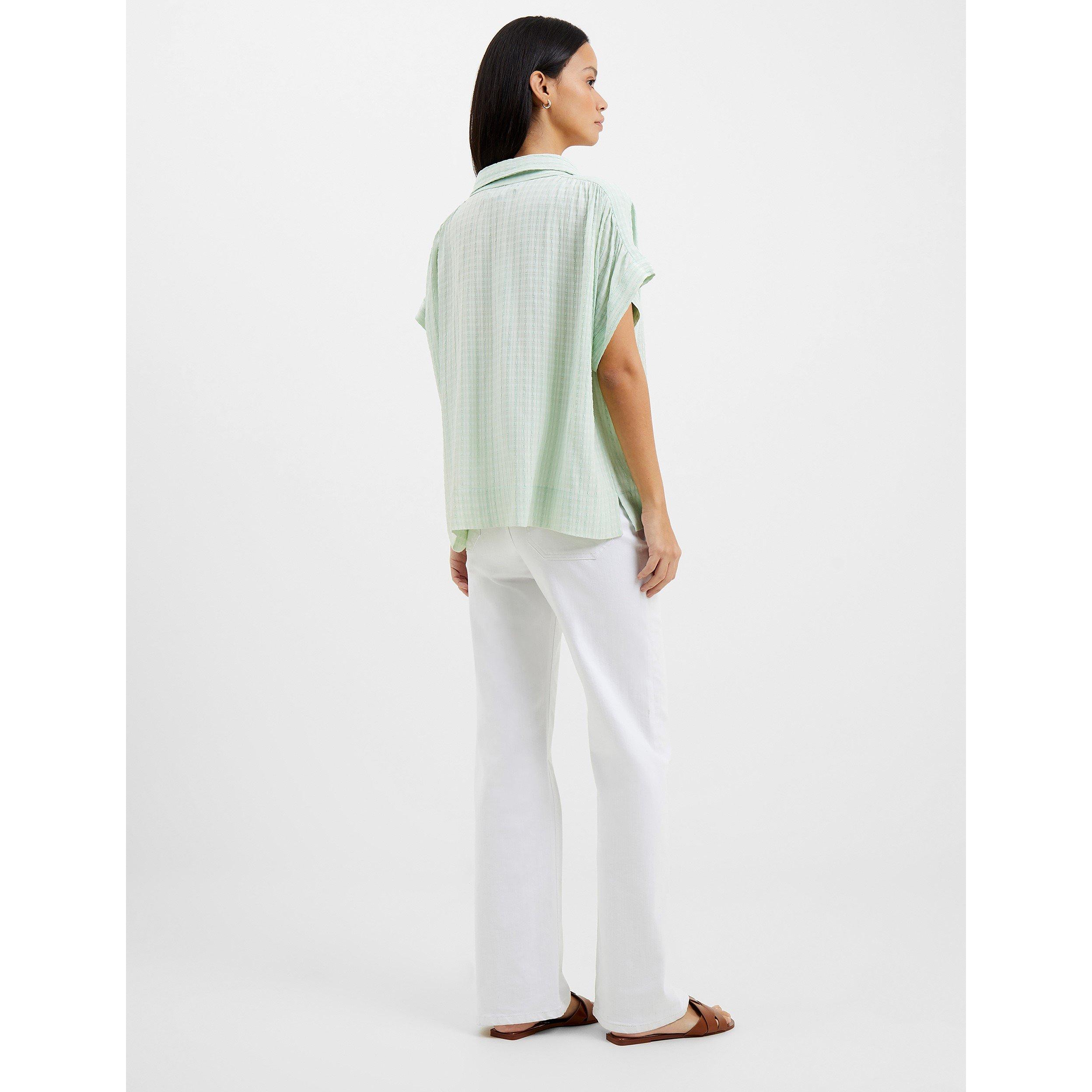 40-Aqua Foam - French Connection - Women's Birch Popover Short-Sleeve Plain Shirt - 4