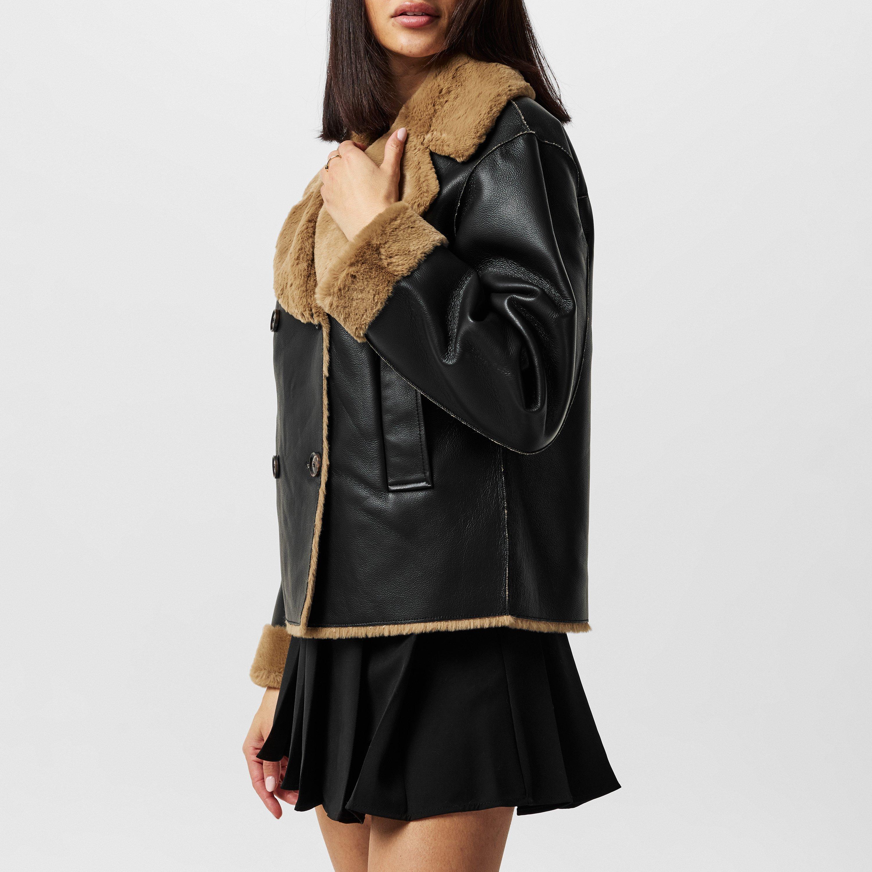 01-Blackout- - French Connection - Women's Cerys Structured Faux Fur Coat - 2