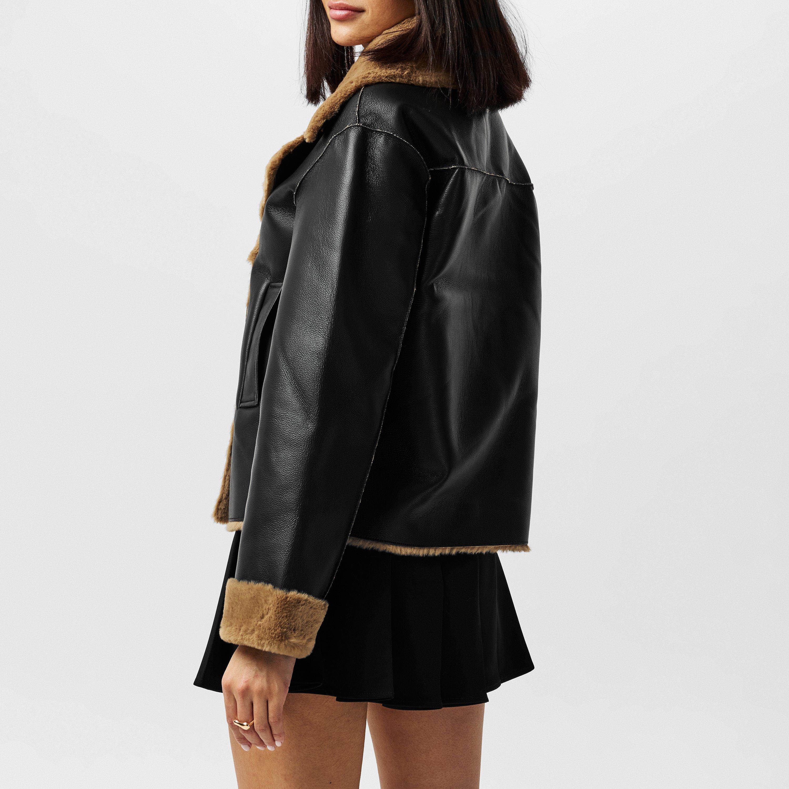 01-Blackout- - French Connection - Women's Cerys Structured Faux Fur Coat - 3