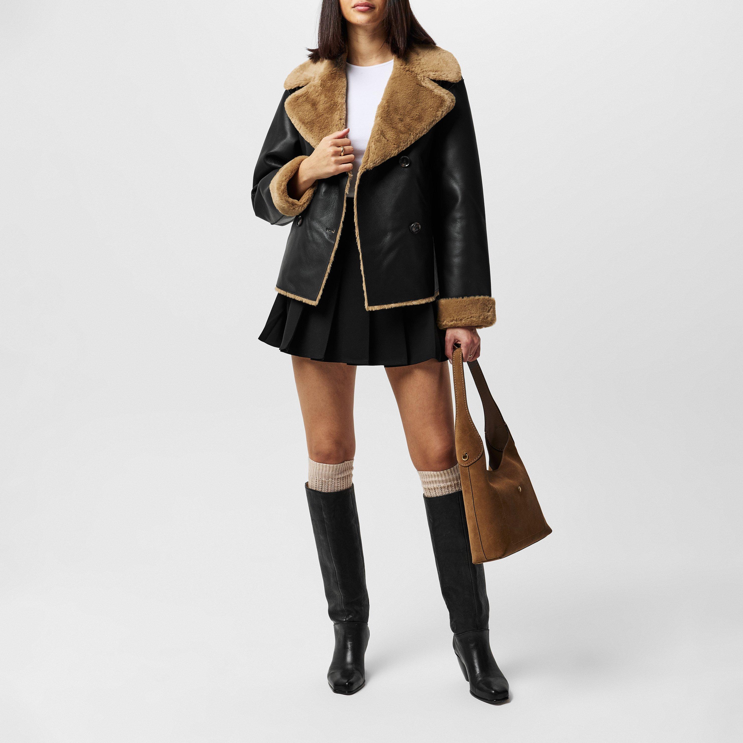 01-Blackout- - French Connection - Women's Cerys Structured Faux Fur Coat - 4