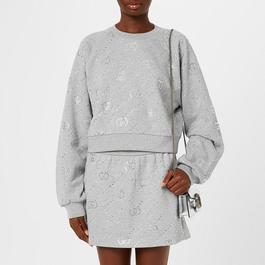 Gucci Interlocking G Crystal Cropped Sweatshirt