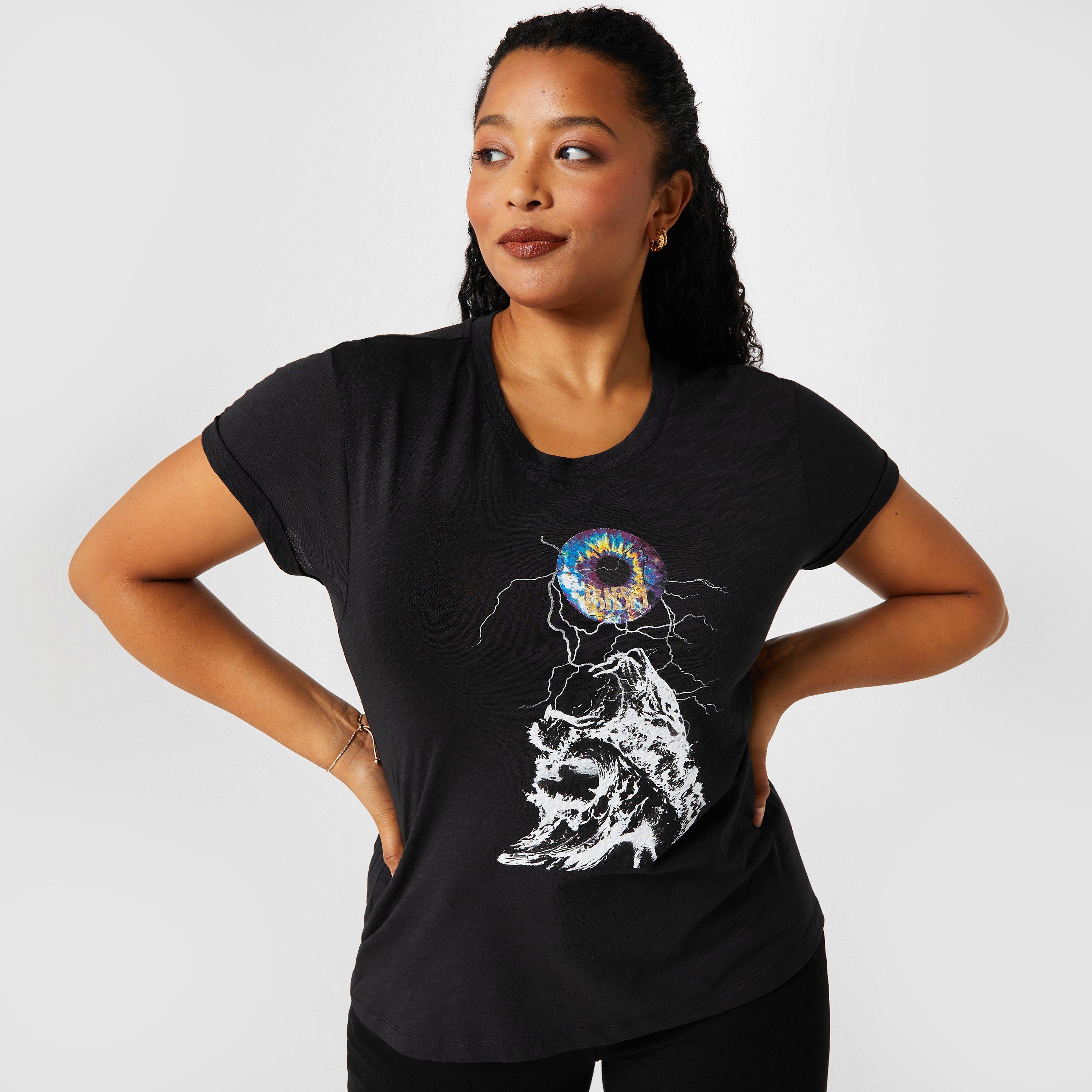 Black - Biba - Women's Regular Fit Printed T-Shirt - 3