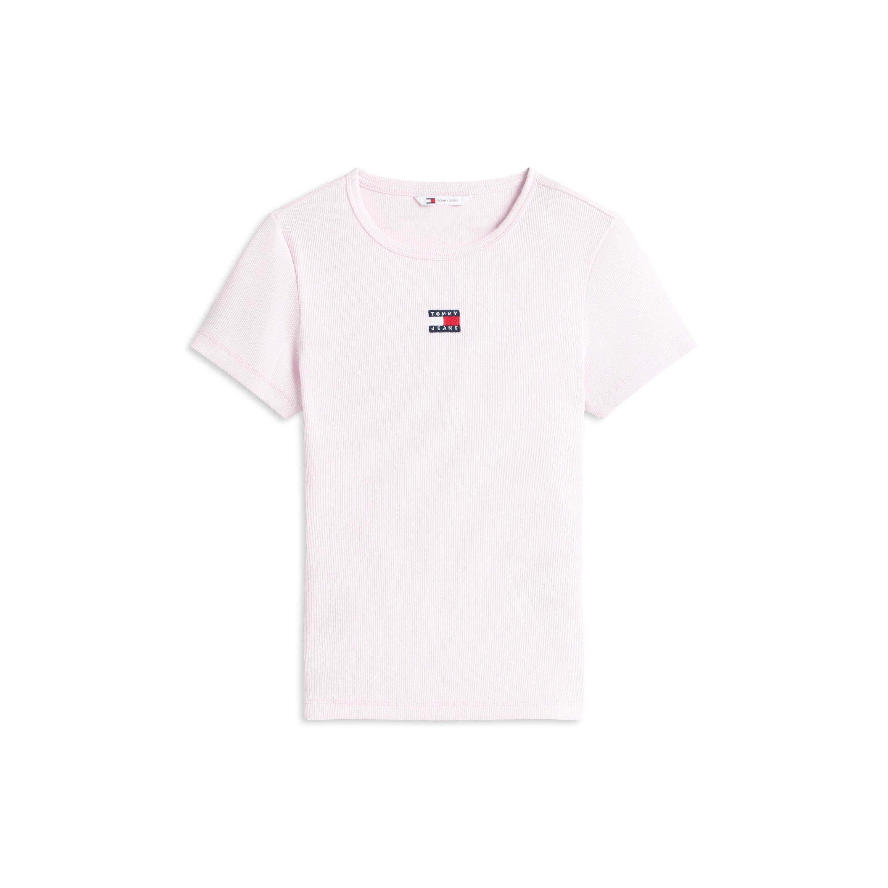 Pearly Pink - Tommy Jeans - Extra Small Badge Ribbed T Shirt - 1