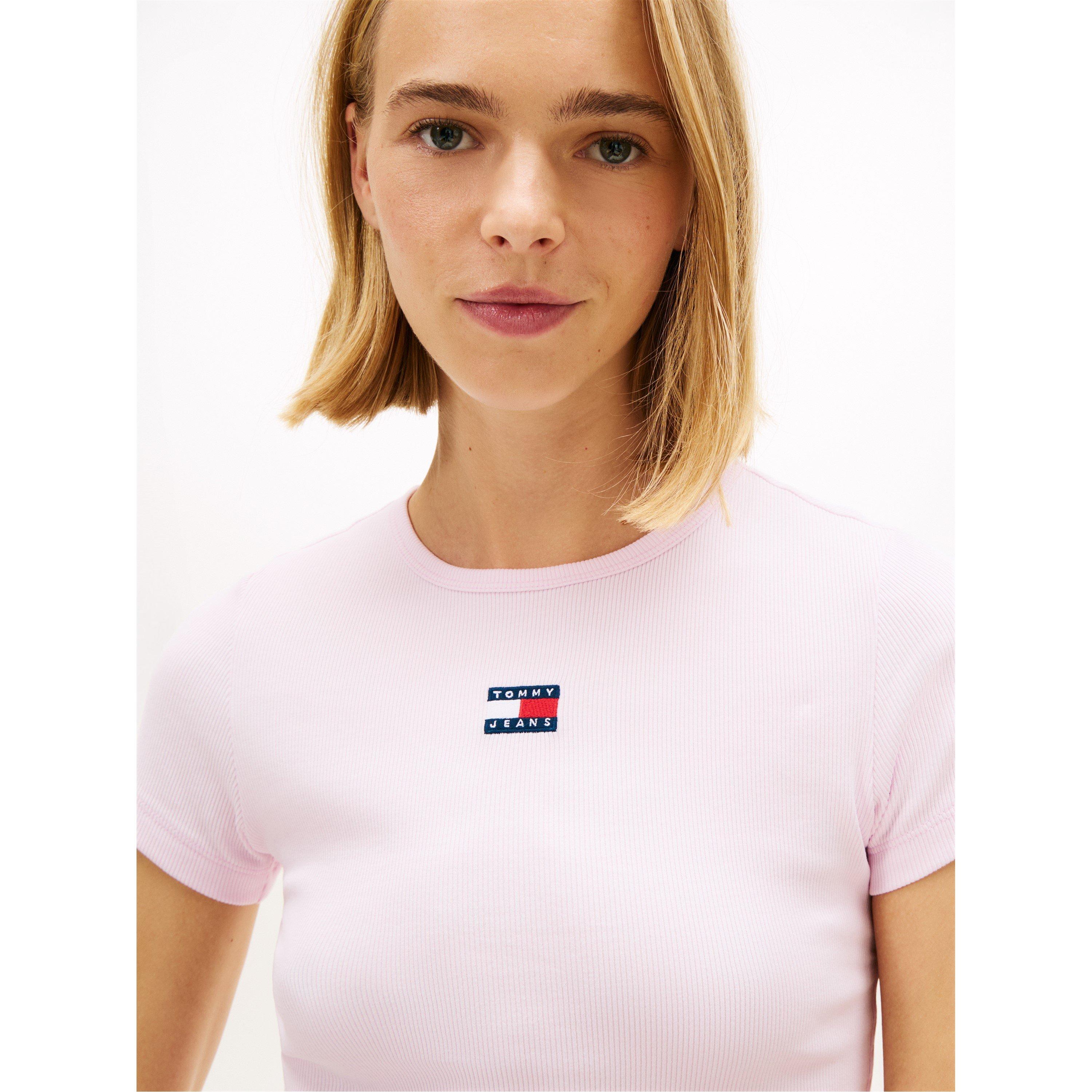 Pearly Pink - Tommy Jeans - Extra Small Badge Ribbed T Shirt - 3