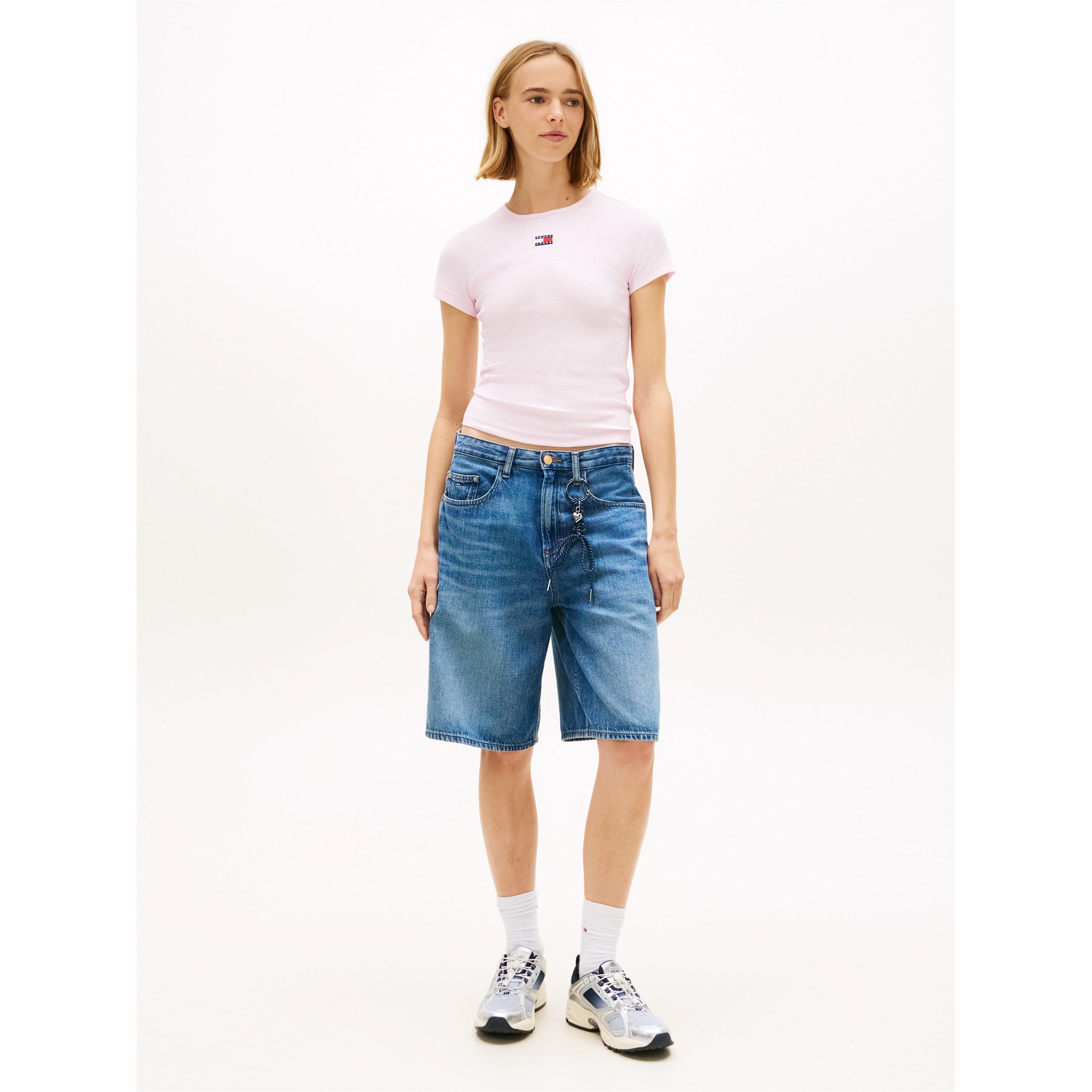 Pearly Pink - Tommy Jeans - Extra Small Badge Ribbed T Shirt - 4