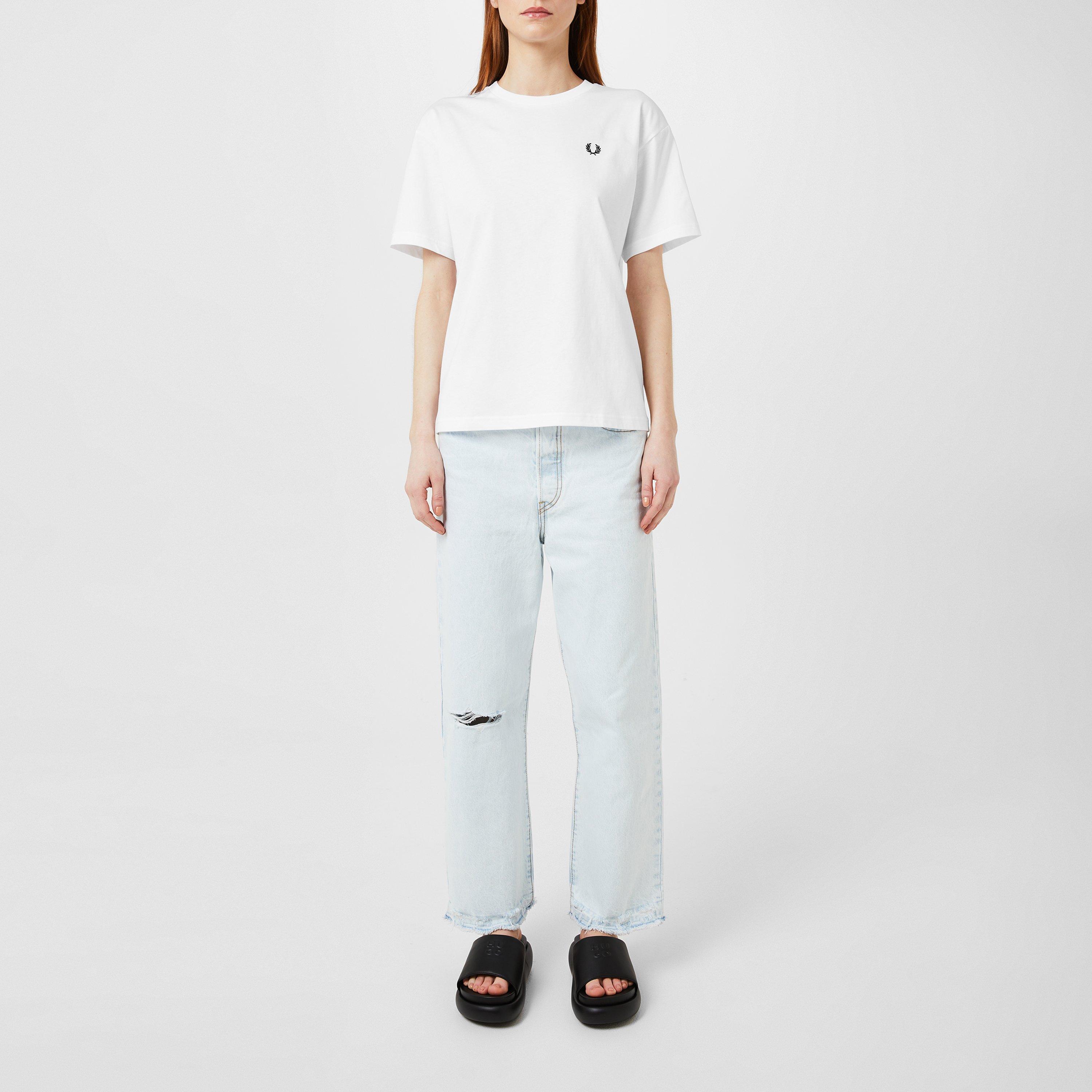 100 White - Fred Perry - Women's Logo Regular Fit T-Shirt - 6