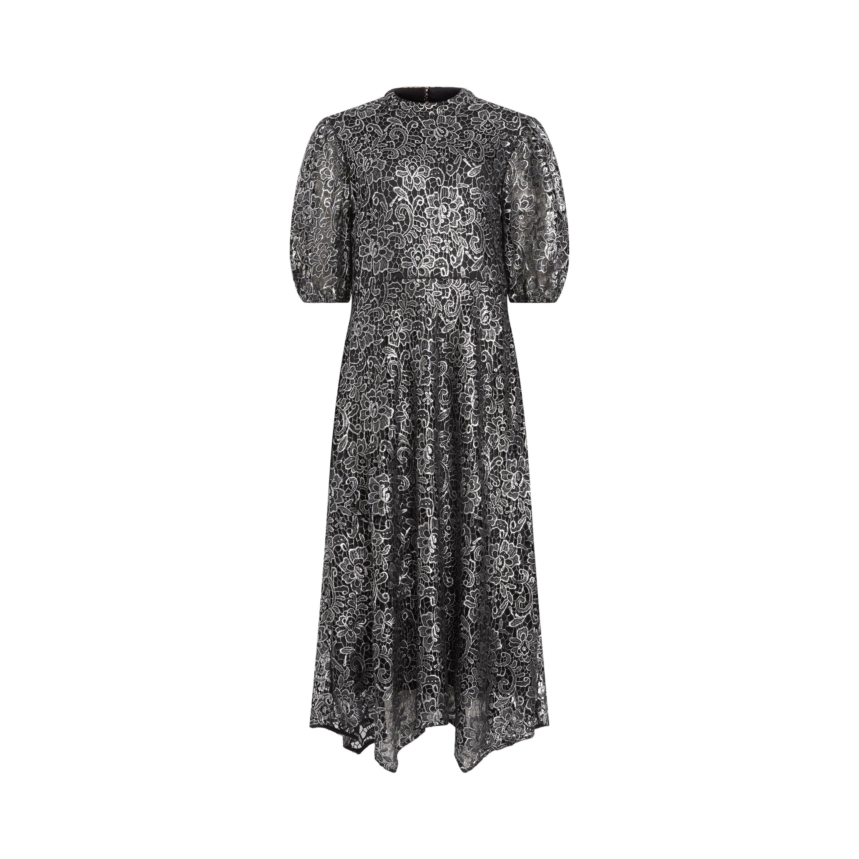 gunmetal grey - AllSaints - Women's Camila Broderie Asymmetric Hem Tea Dress - 1