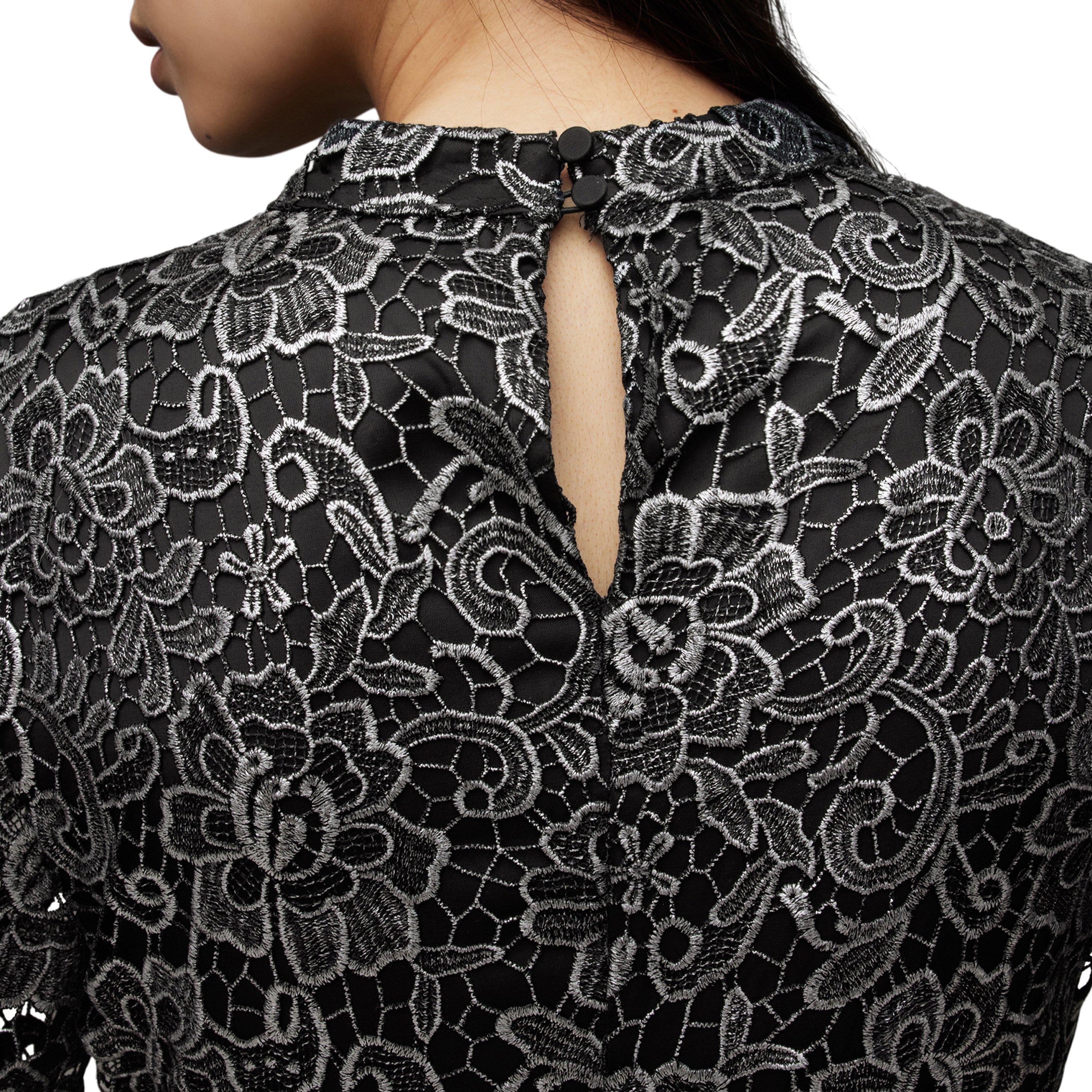 gunmetal grey - AllSaints - Women's Camila Broderie Asymmetric Hem Tea Dress - 7