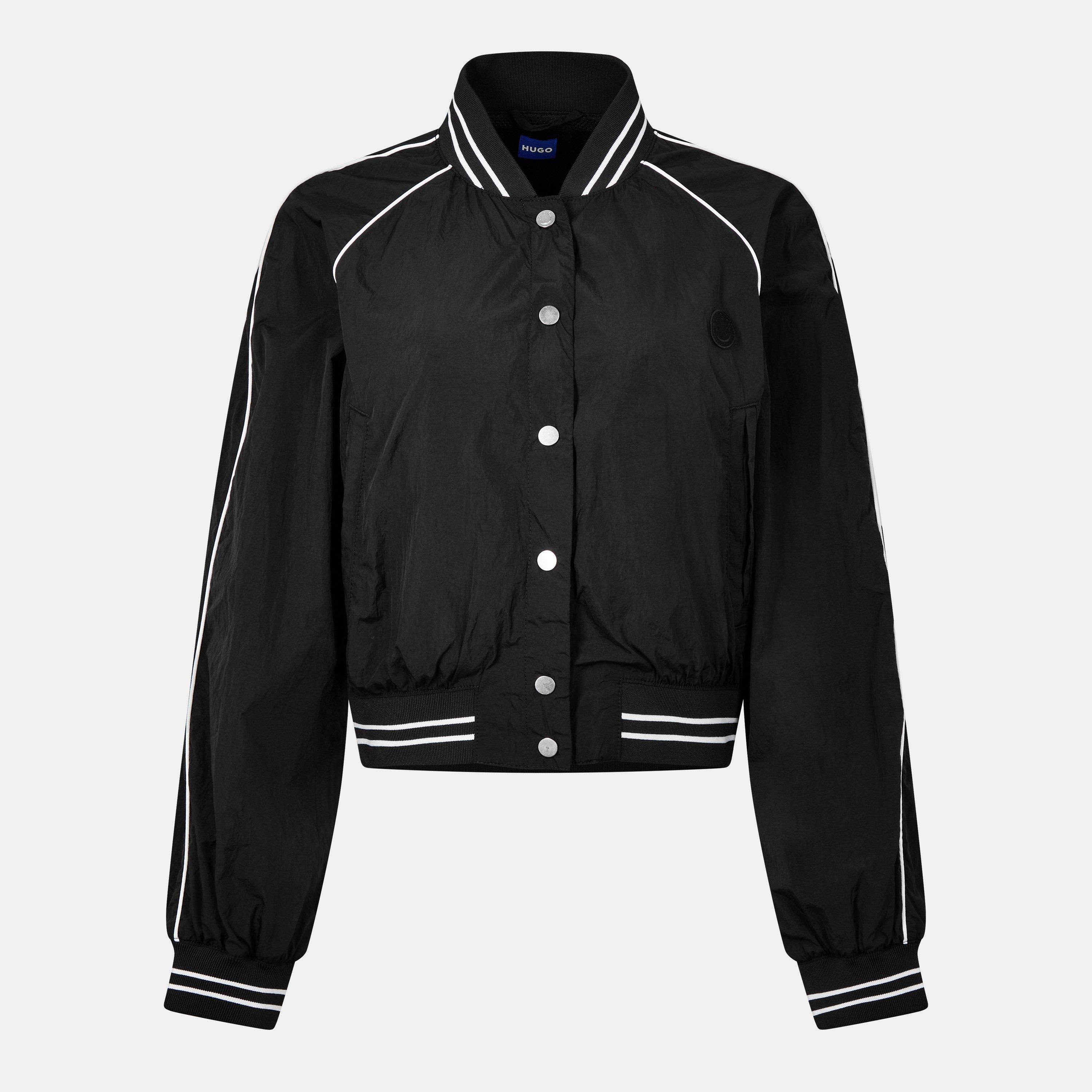 Black - Hugo - Women's Adesa Blue Long Sleeve Button Bomber Jacket - 1