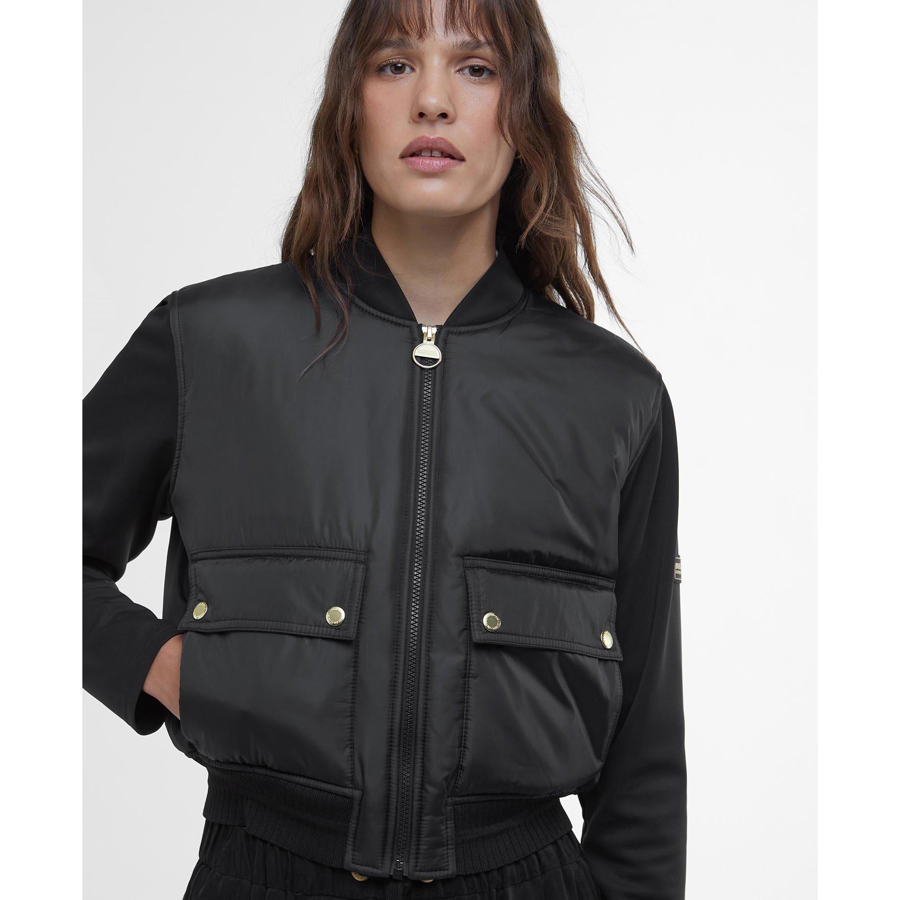 Black - Barbour International - Women's Emerson Quilted Long Sleeve Bomber Jacket - 4