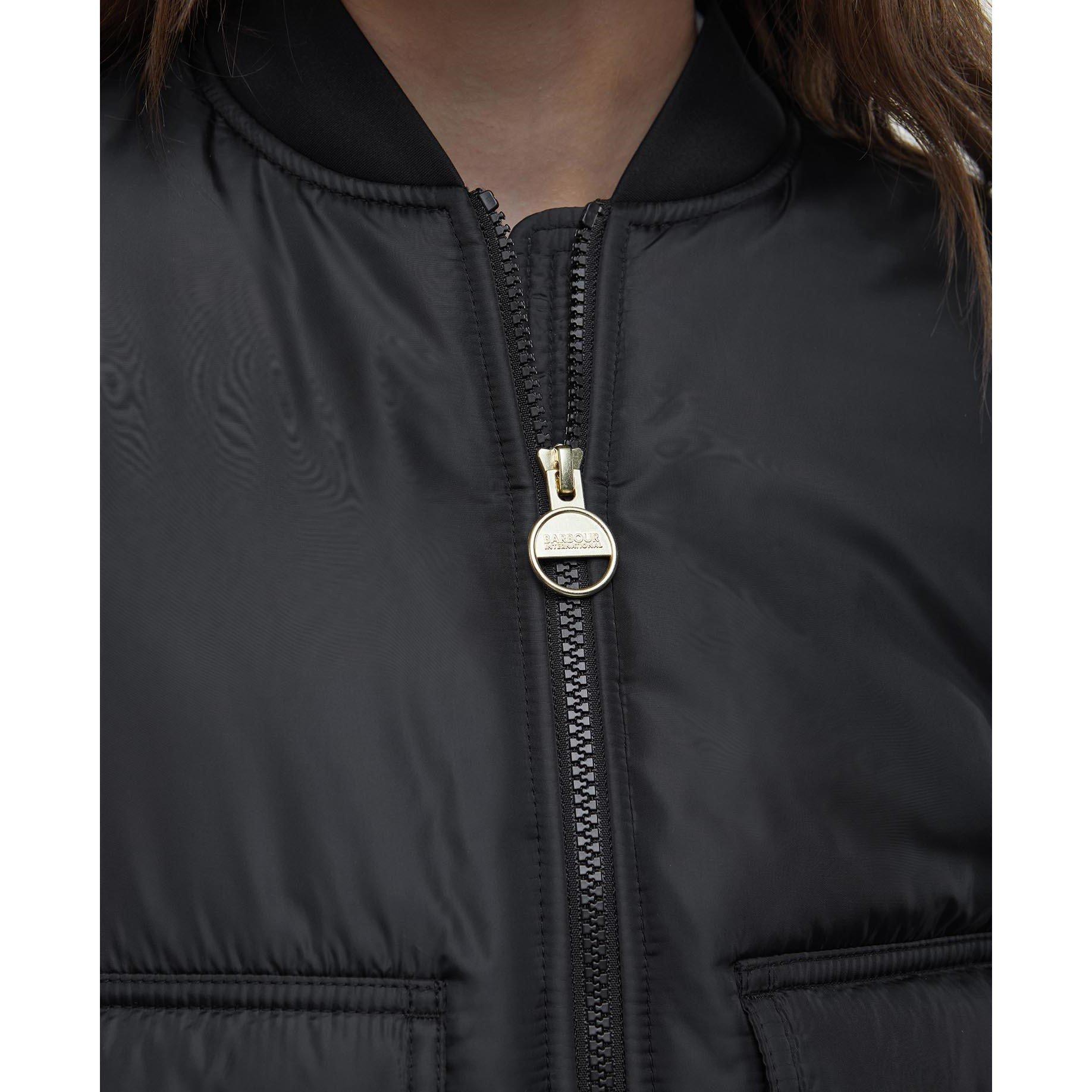 Black - Barbour International - Women's Emerson Quilted Long Sleeve Bomber Jacket - 6