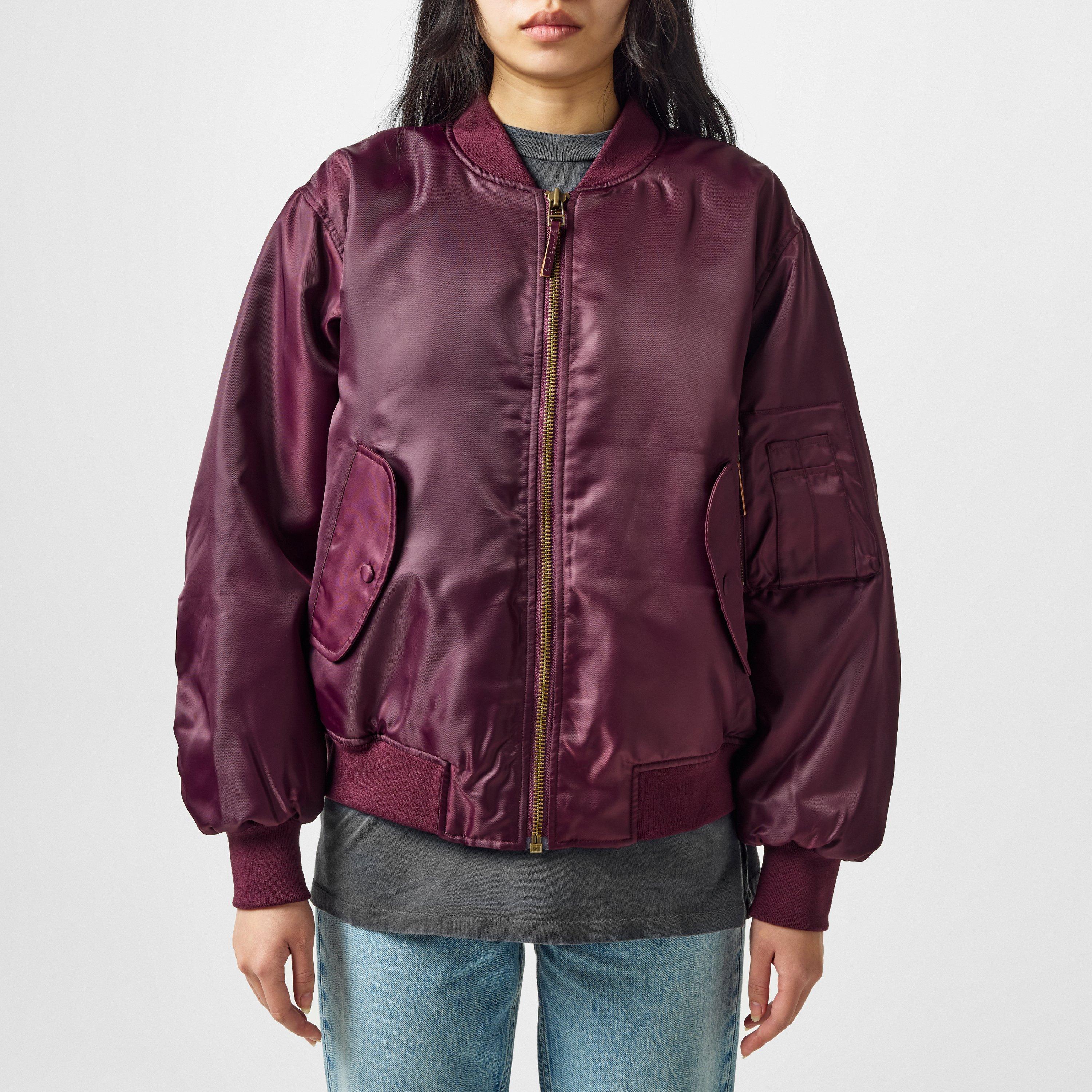 Burgundy - Anine Bing - Women's Front Zip Bomber Jacket - 1