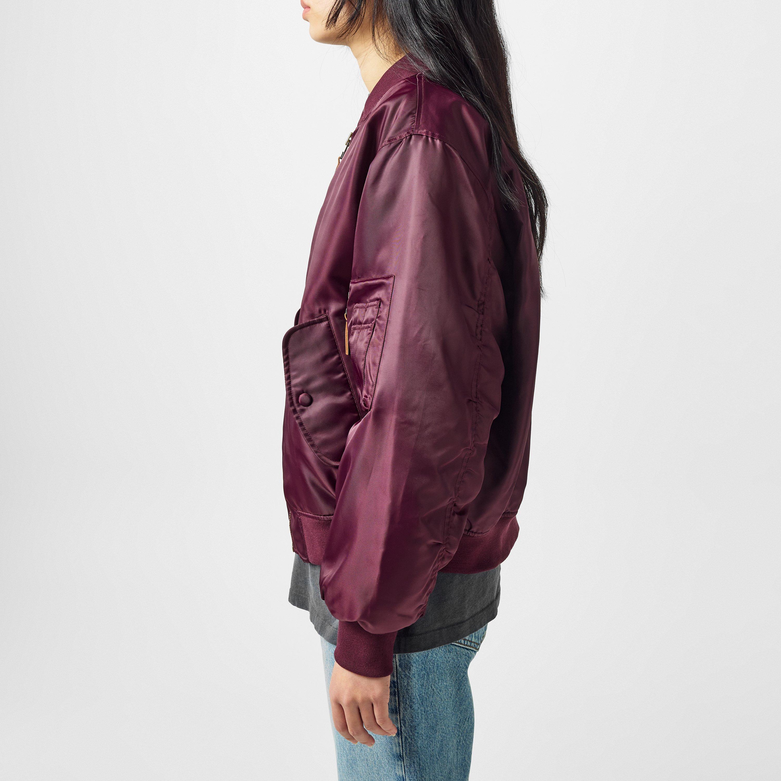 Burgundy - Anine Bing - Women's Front Zip Bomber Jacket - 2