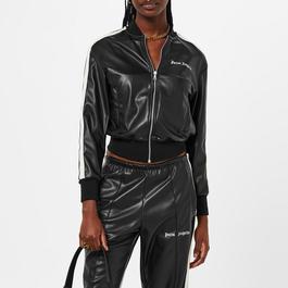 Palm Angels Leather Effect Bomber Track Jacket