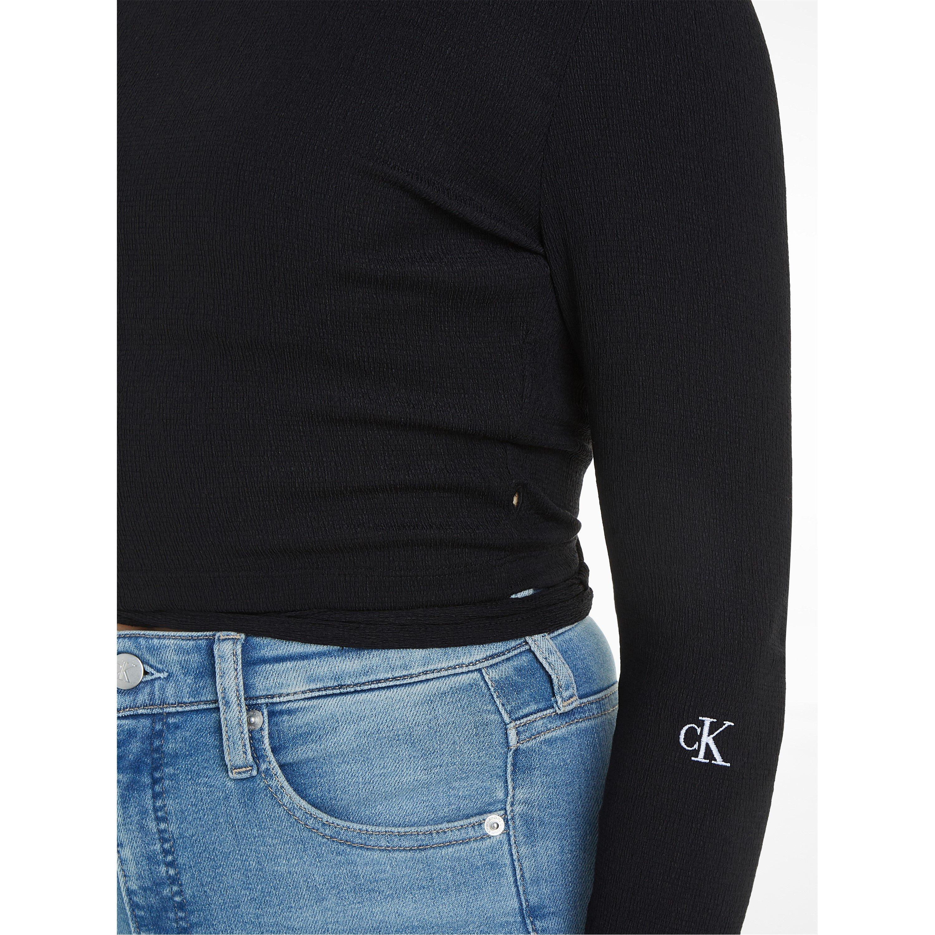 CK Black - Calvin Klein Jeans - Women's Back Split Wrap Long-Sleeve Knitted Top - 3