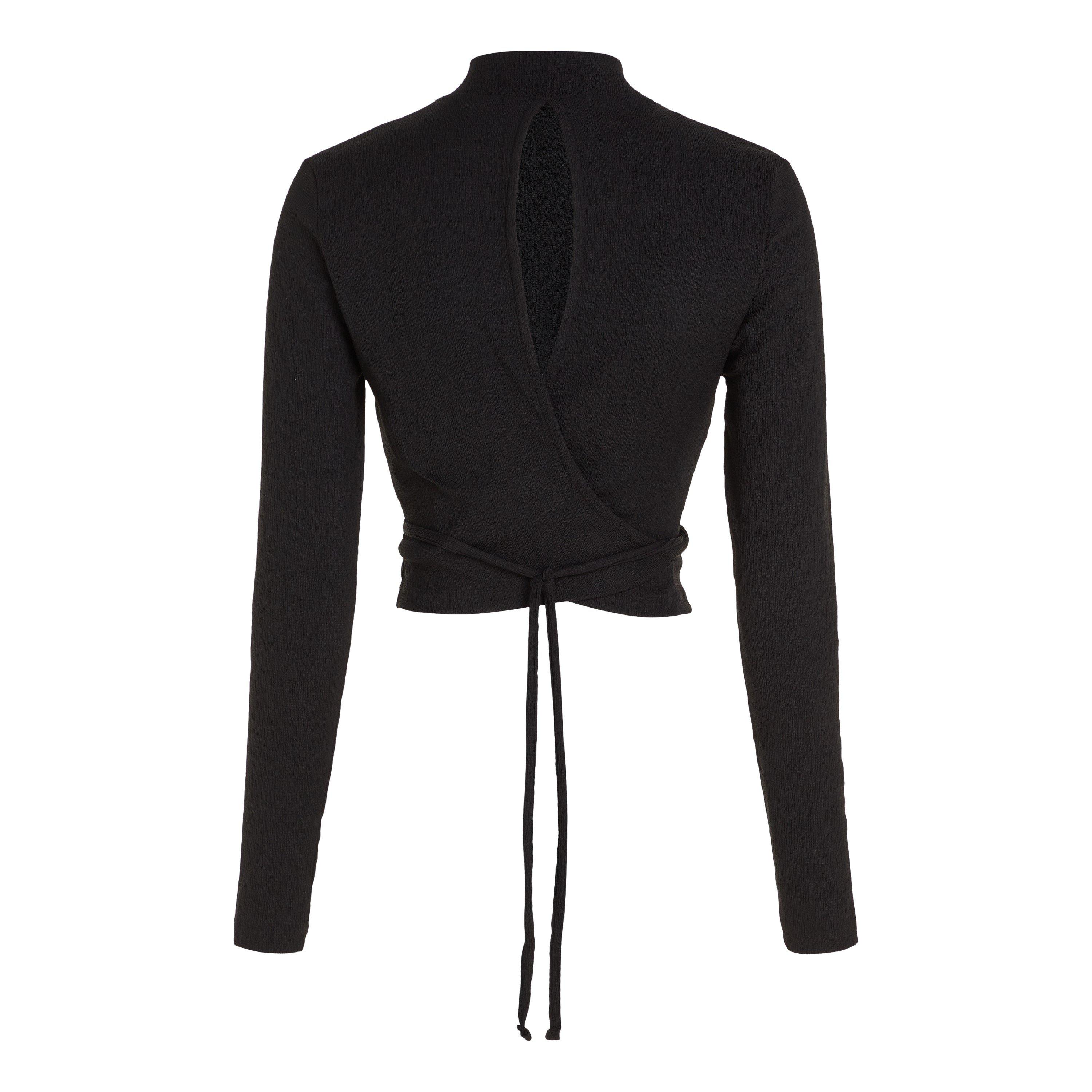 CK Black - Calvin Klein Jeans - Women's Back Split Wrap Long-Sleeve Knitted Top - 6