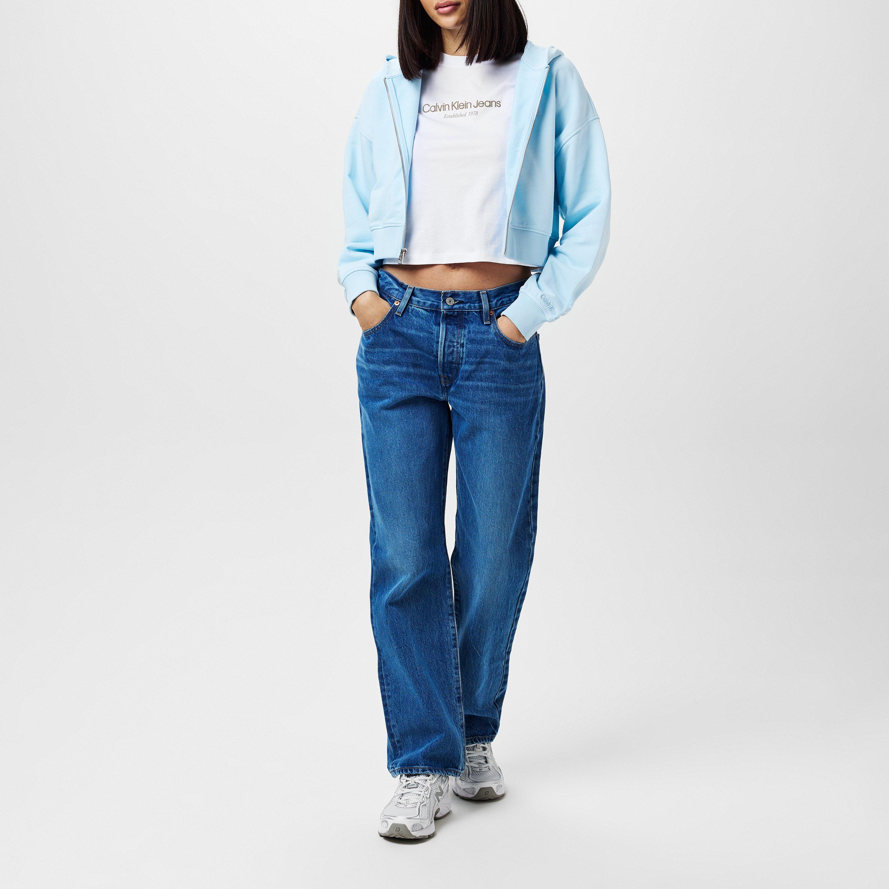 Keepsake Blue - Calvin Klein Jeans - Embroidered Badge Zip-Through Hoodie - 4