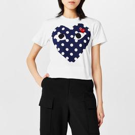 Comme des Garcons PLAY Logo Polka Dot Print T Shirt Ladies