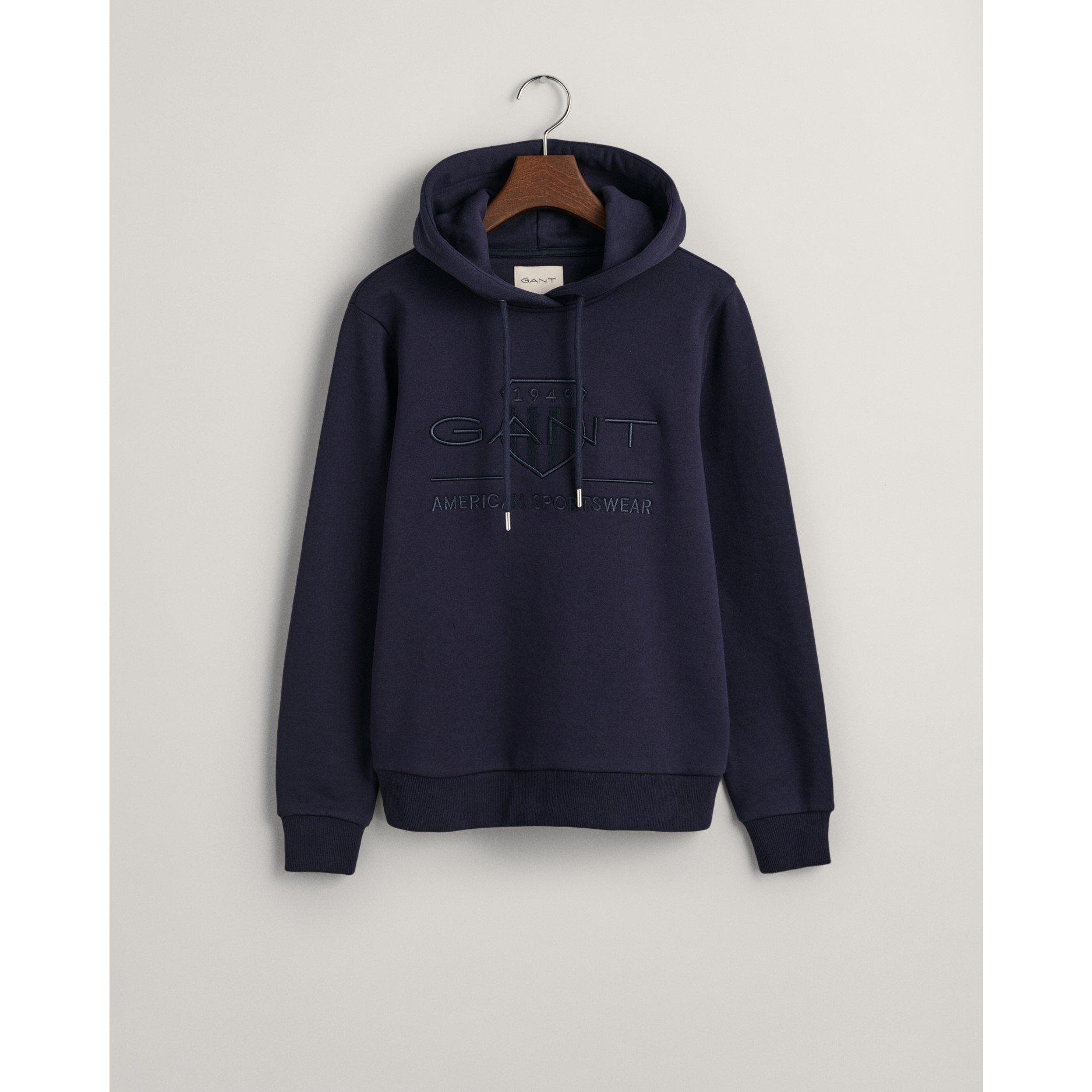 Gant Women's Tonal Logo Archive Shield Hoodie - 433 Evening Blu - 12 (M)