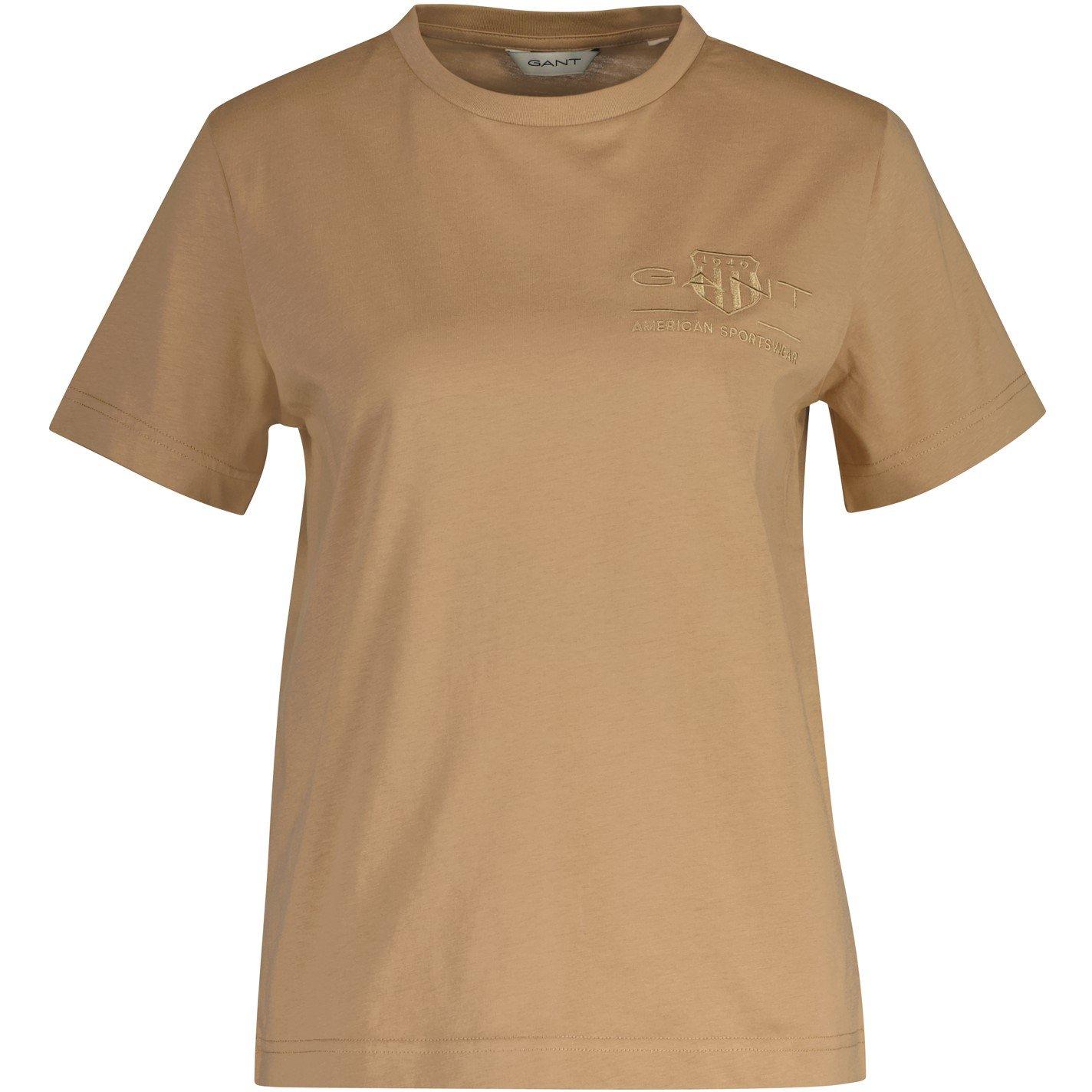 Caramel Beige - Gant - Tonal Archive Shield T-Shirt - 5