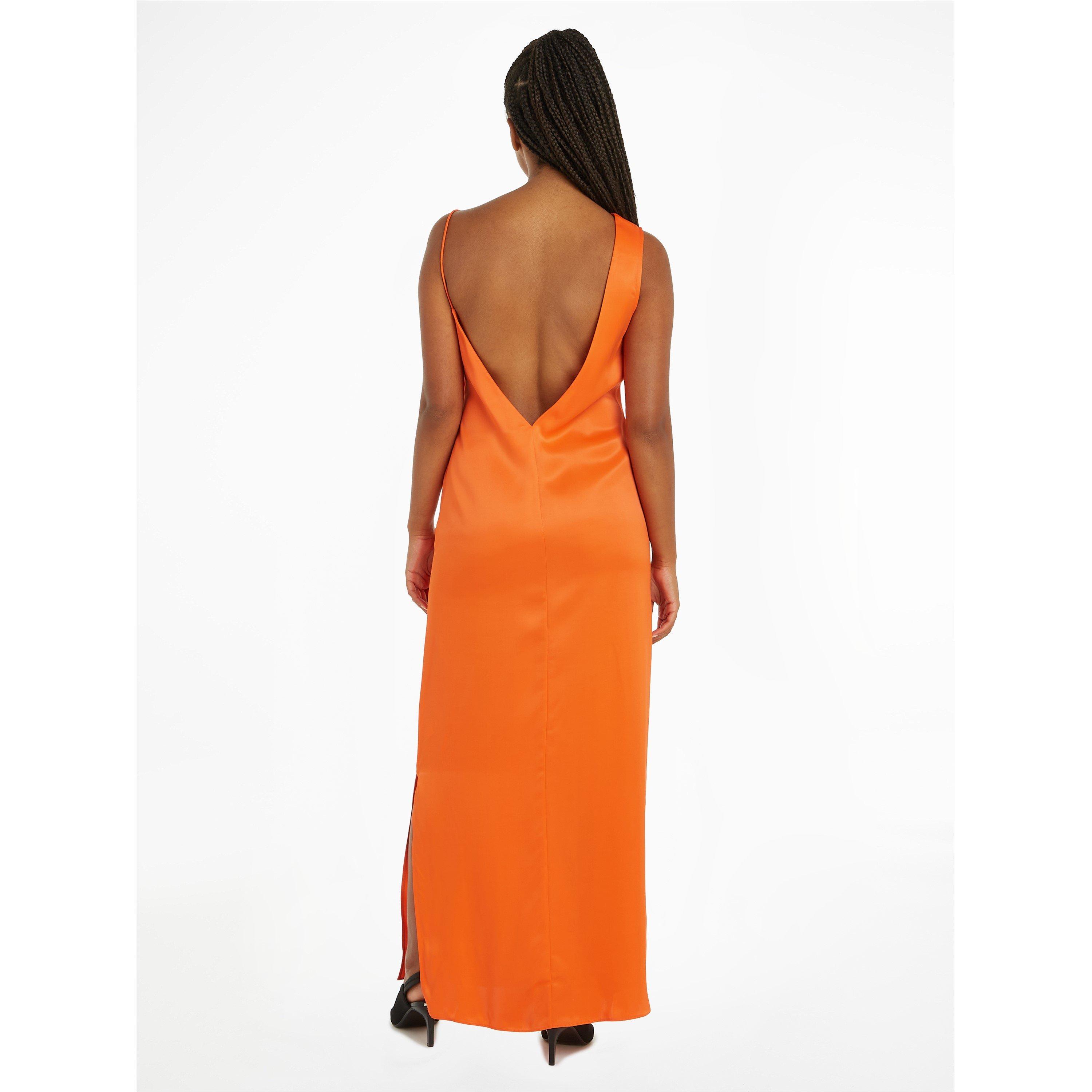 Flame - Calvin Klein - Women's Asymmetric Open Back Midi Slip Dress - 4