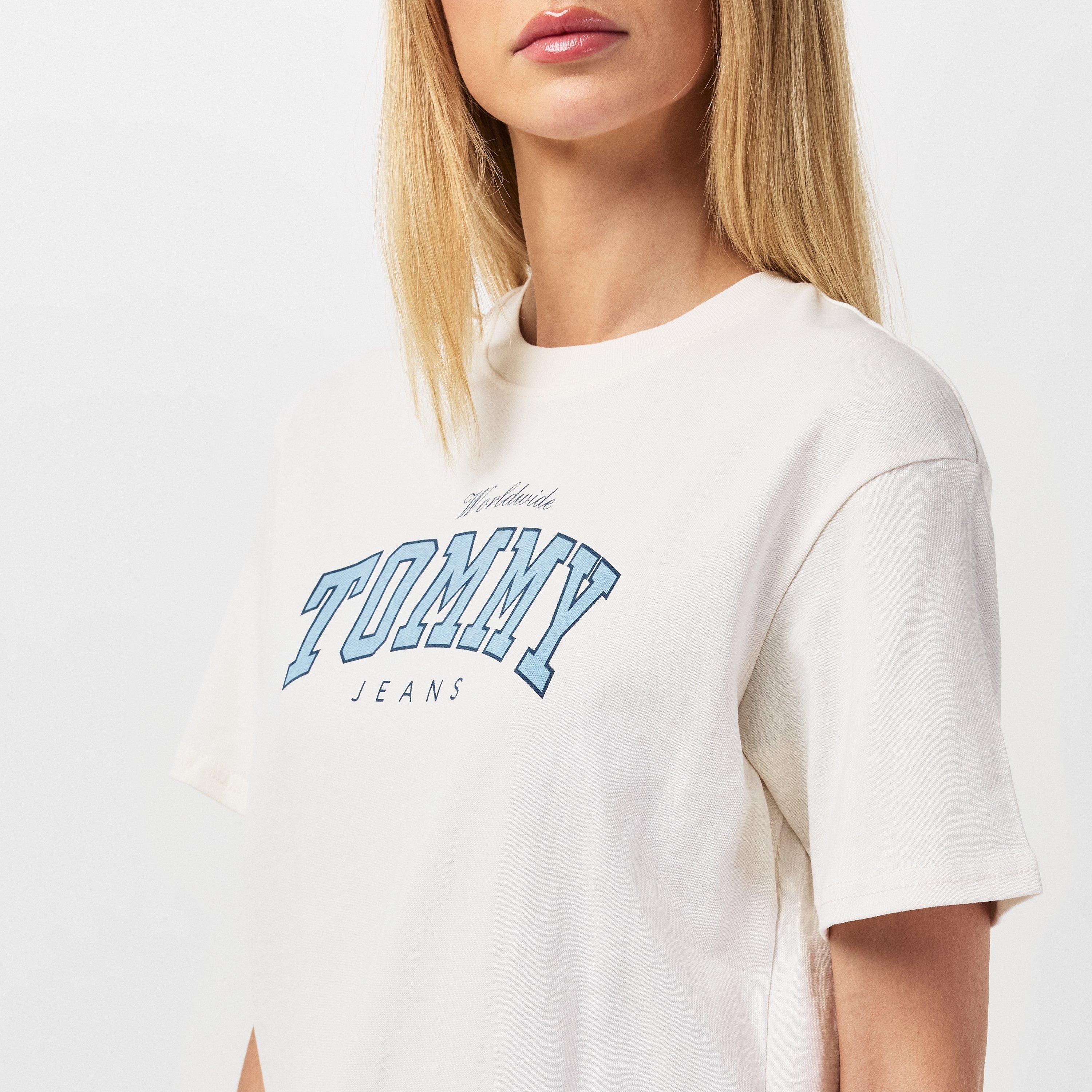 Branco Antigo - Tommy Jeans - Women's TJ Varsity Regular Fit T-Shirt - 5