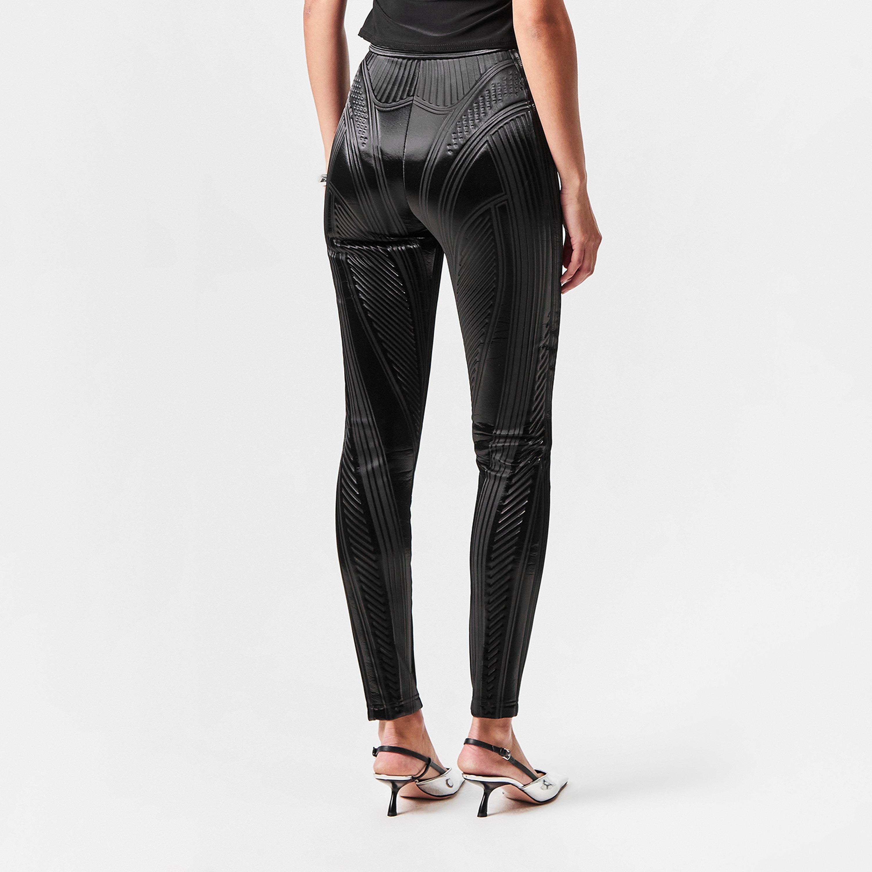 Black - Mugler - Women's Embossed Leggings - 4