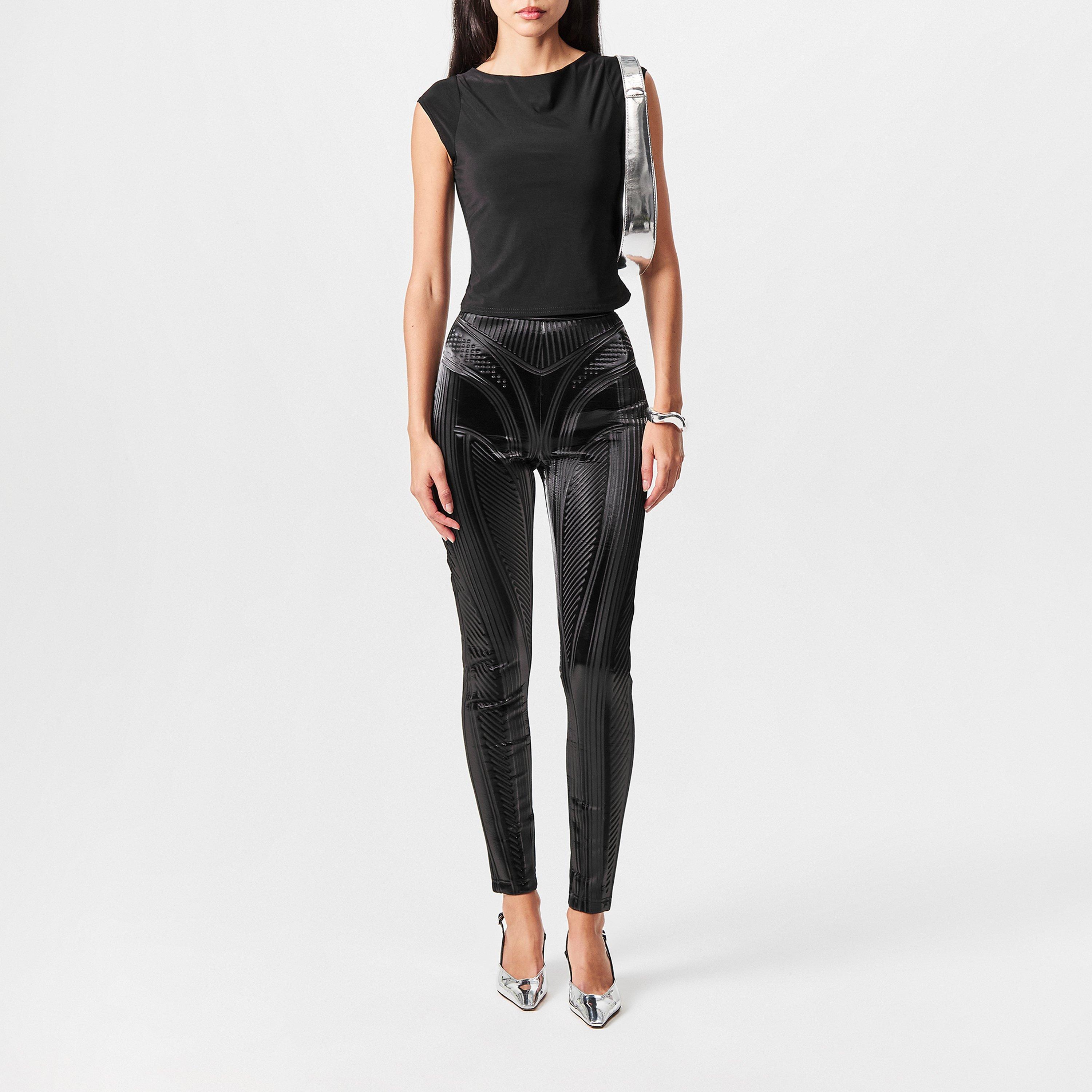 Black - Mugler - Women's Embossed Leggings - 6