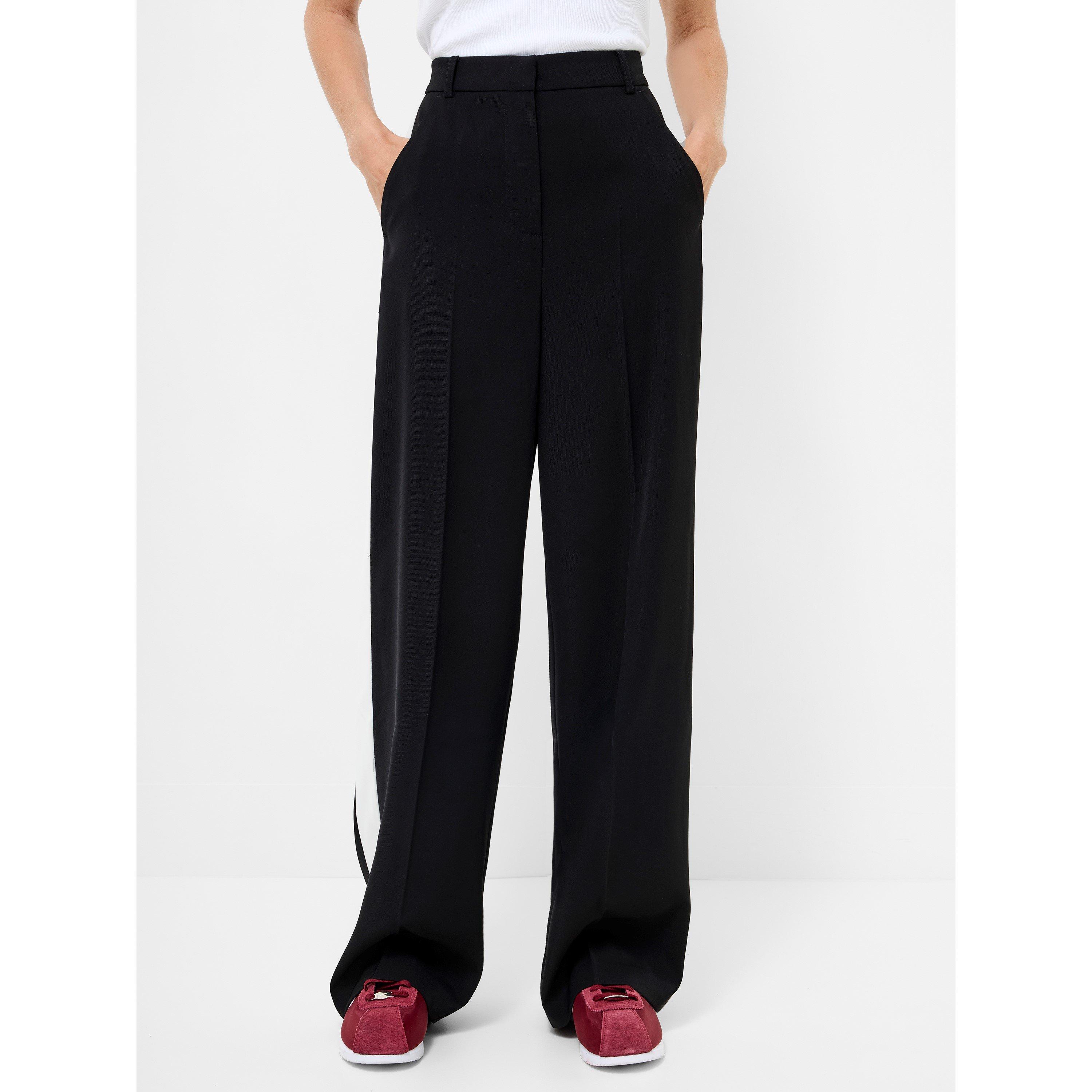 Black/Cream - French Connection - Women's Bella Wide Leg Trousers - 3