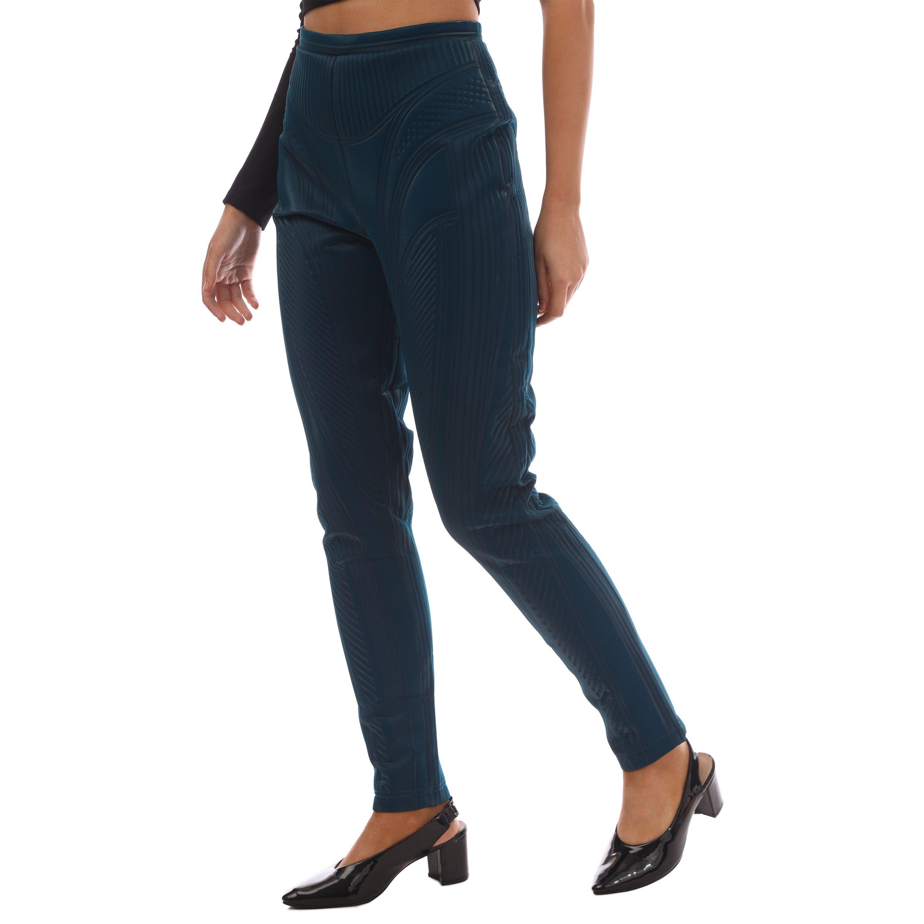 Blue - Mugler - Women's Embossed Leggings - 2